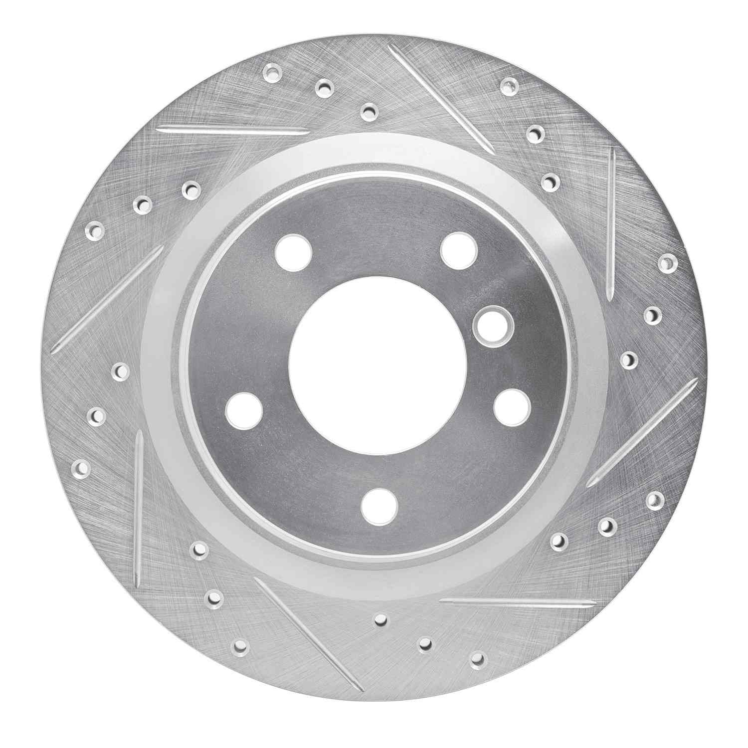 R1 Concepts 06-13 BMW 323I Rear Right Drilled & Slotted Silver Brake Rotor