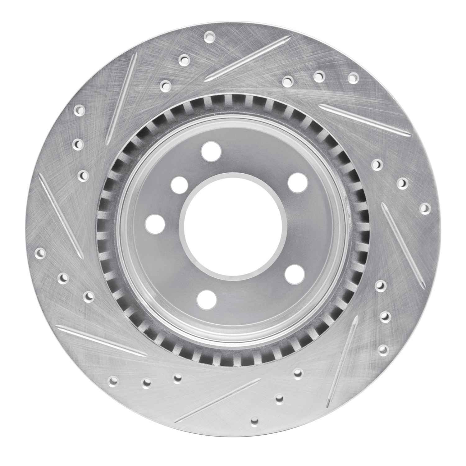 R1 Concepts 06-13 BMW 323I Rear Right Drilled & Slotted Silver Brake Rotor - Image 2
