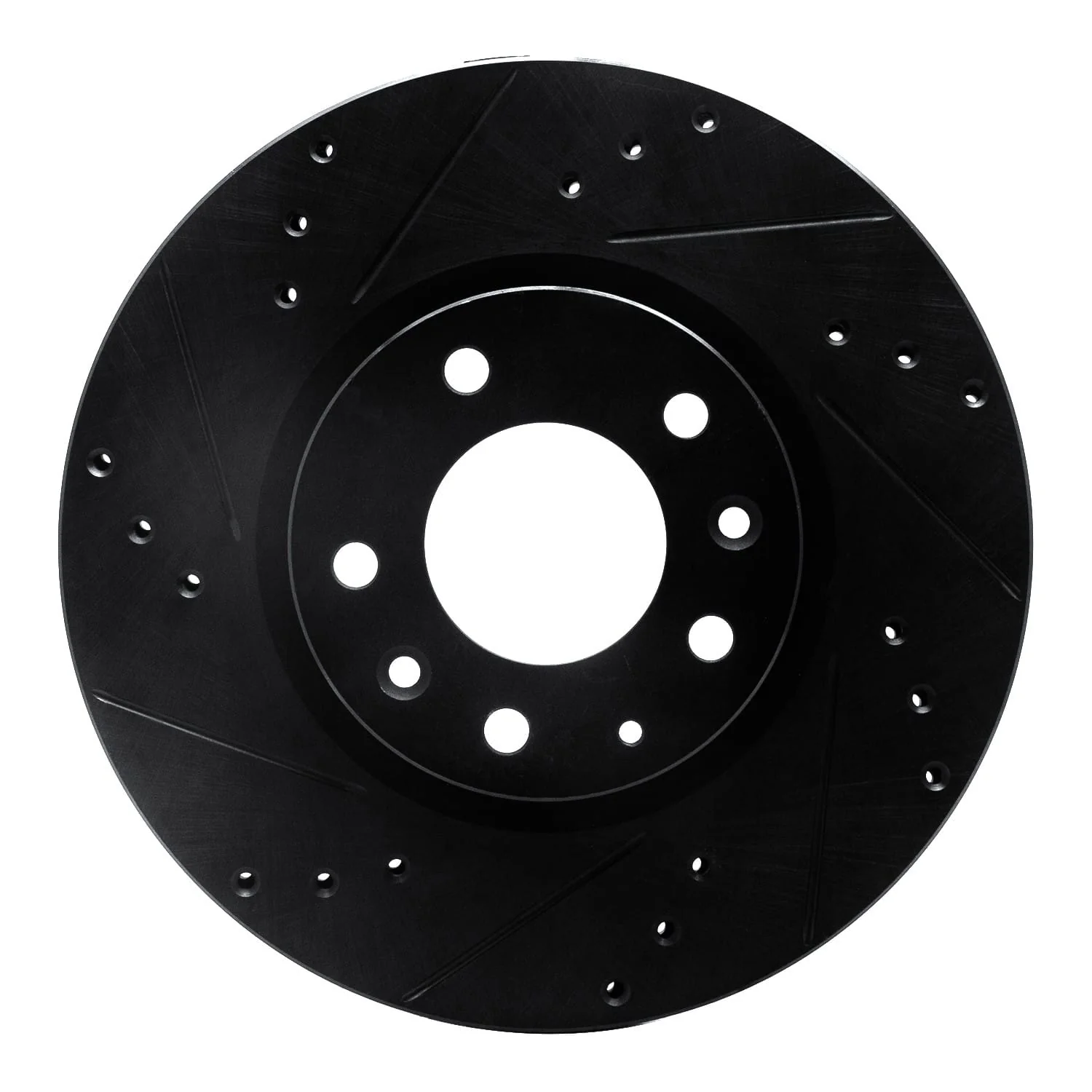 R1 Concepts 06-13 Ford Fusion Front Left Drilled & Slotted Black Brake Rotor