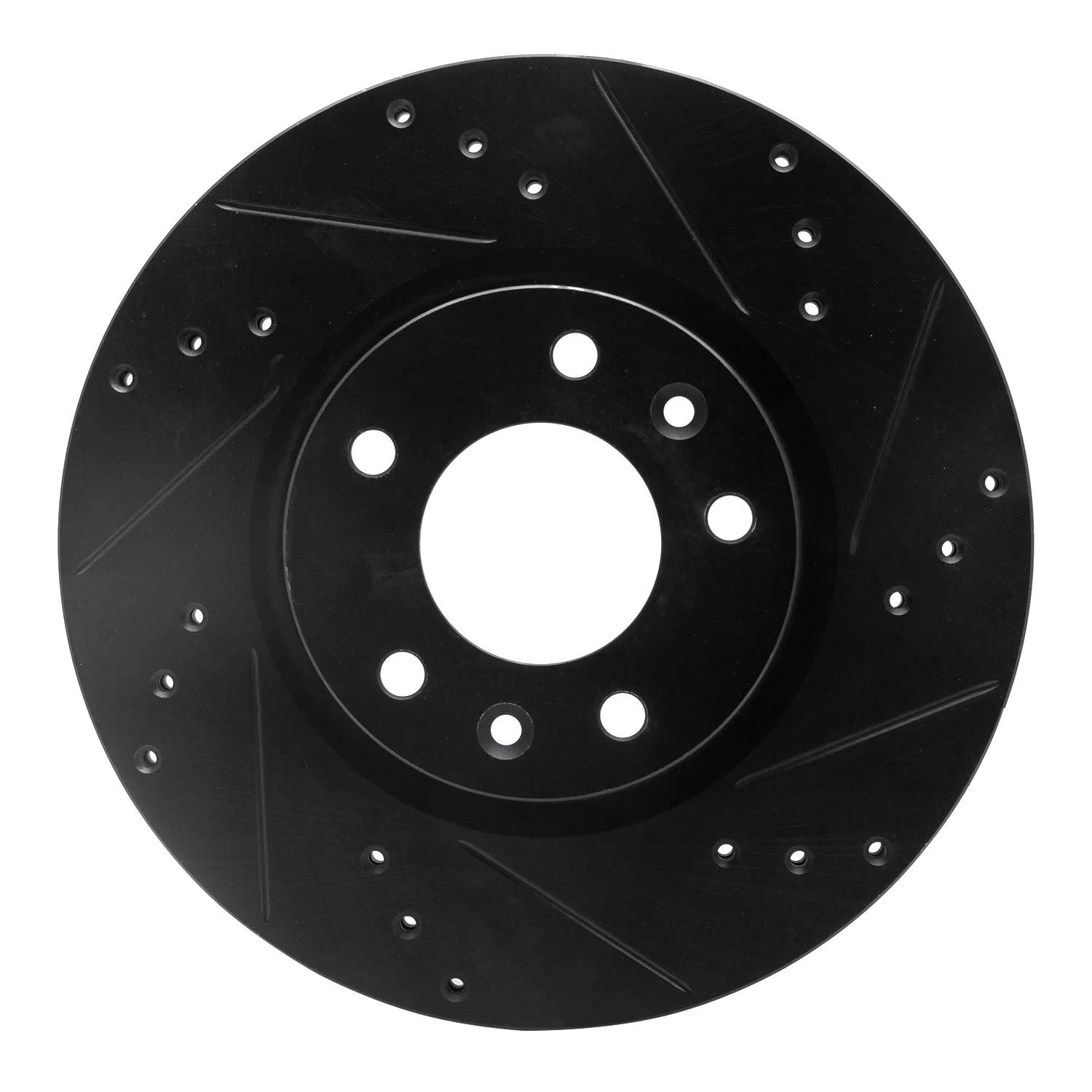 R1 Concepts 06-13 Ford Fusion Front Right Drilled & Slotted Black Brake Rotor