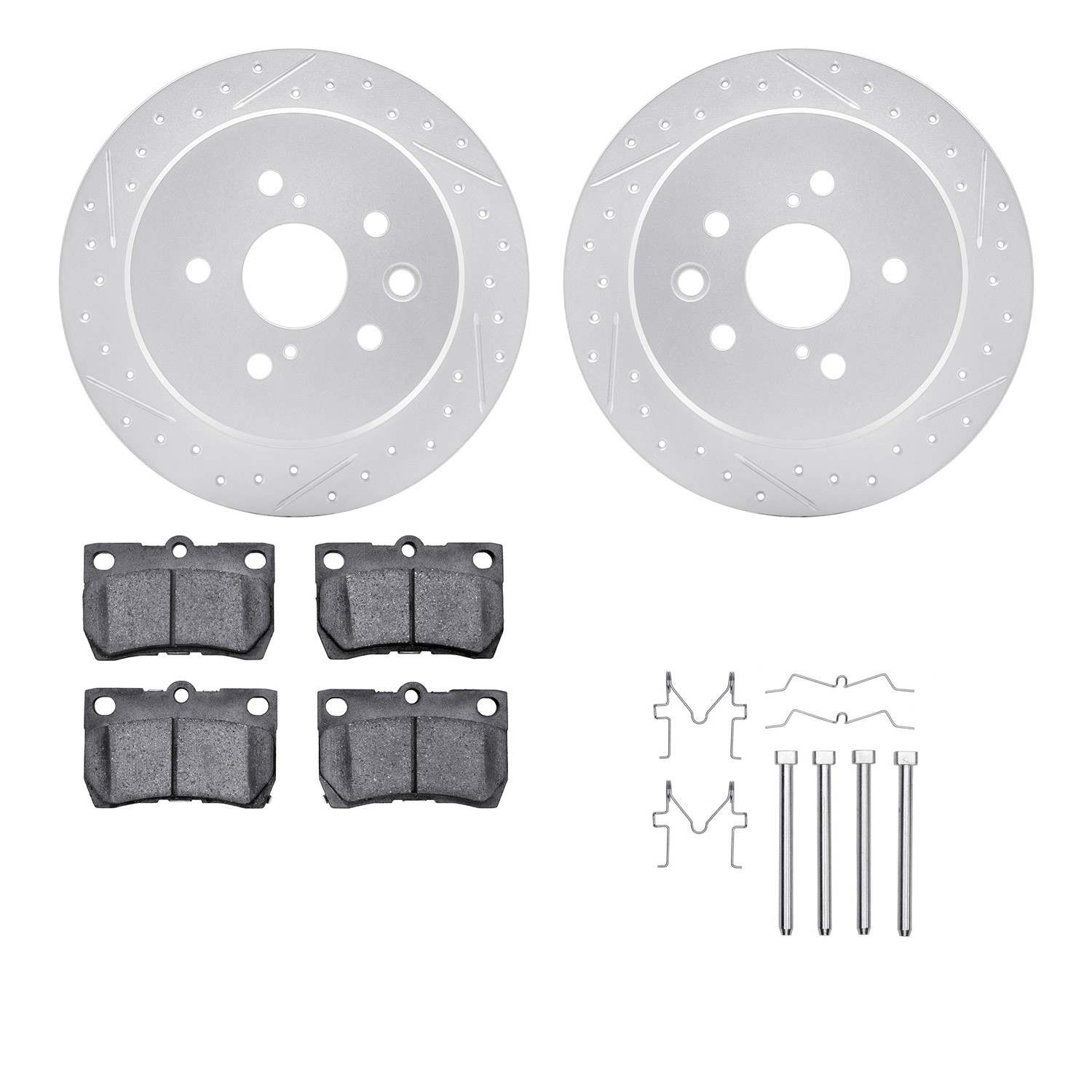 R1 Concepts 06-13 Lexus IS250 Rear Drill/Slot Carbon Coated Rotor Set w/Optimum Pads