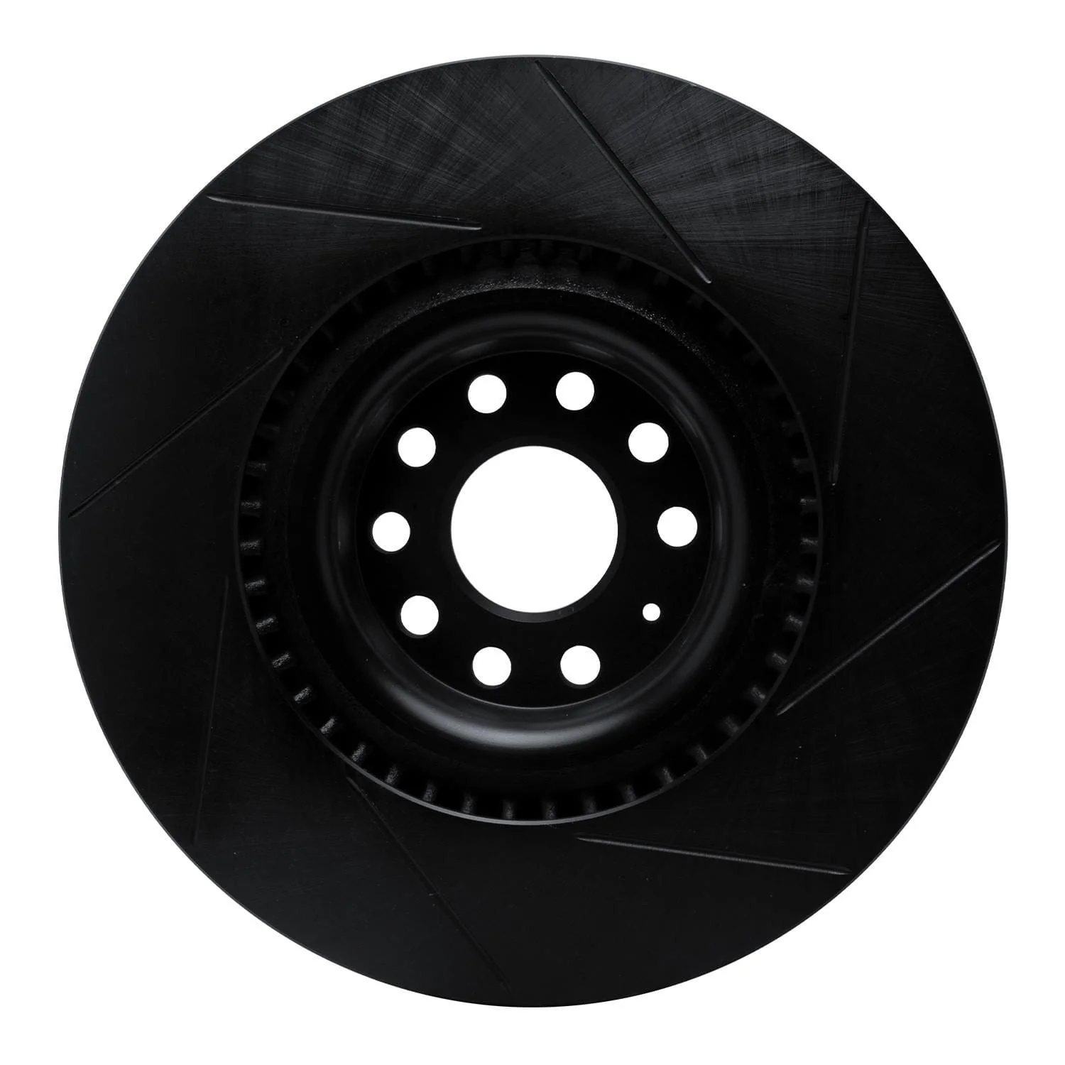 R1 Concepts 06-13 Volkswagen CC Front Left Slotted Black Brake Rotor - Image 2
