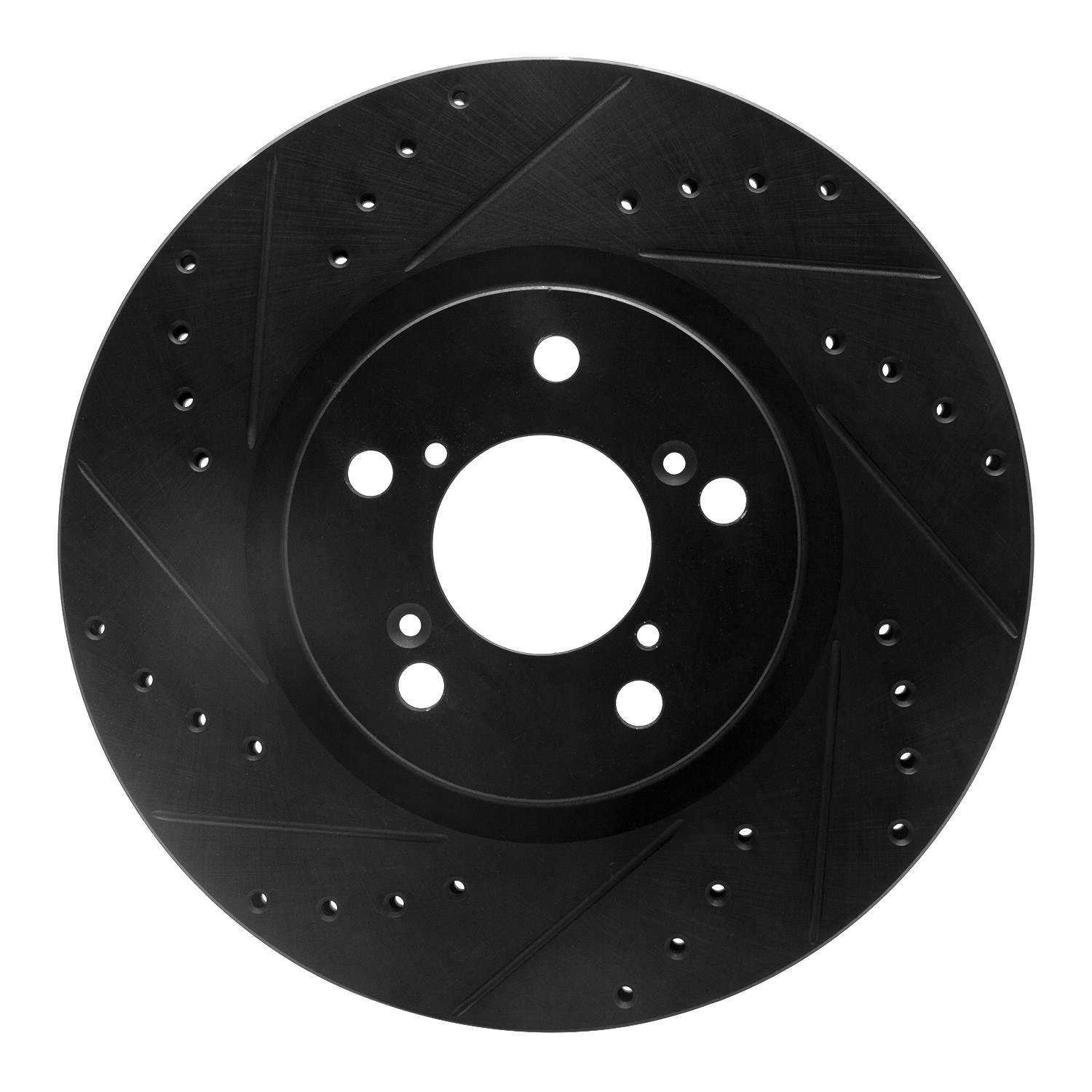 R1 Concepts 06-14 Honda Ridgeline Front Left Drilled & Slotted Black Brake Rotor