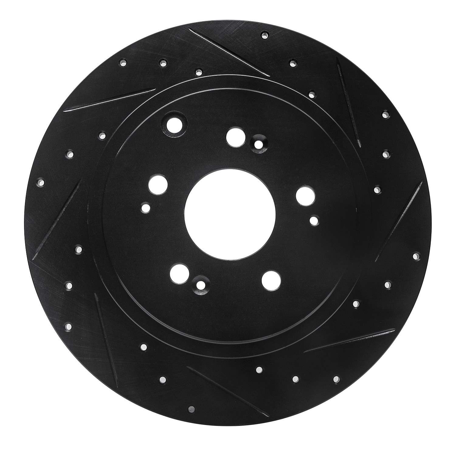 R1 Concepts 06-14 Honda Ridgeline Rear Right Drilled & Slotted Black Brake Rotor