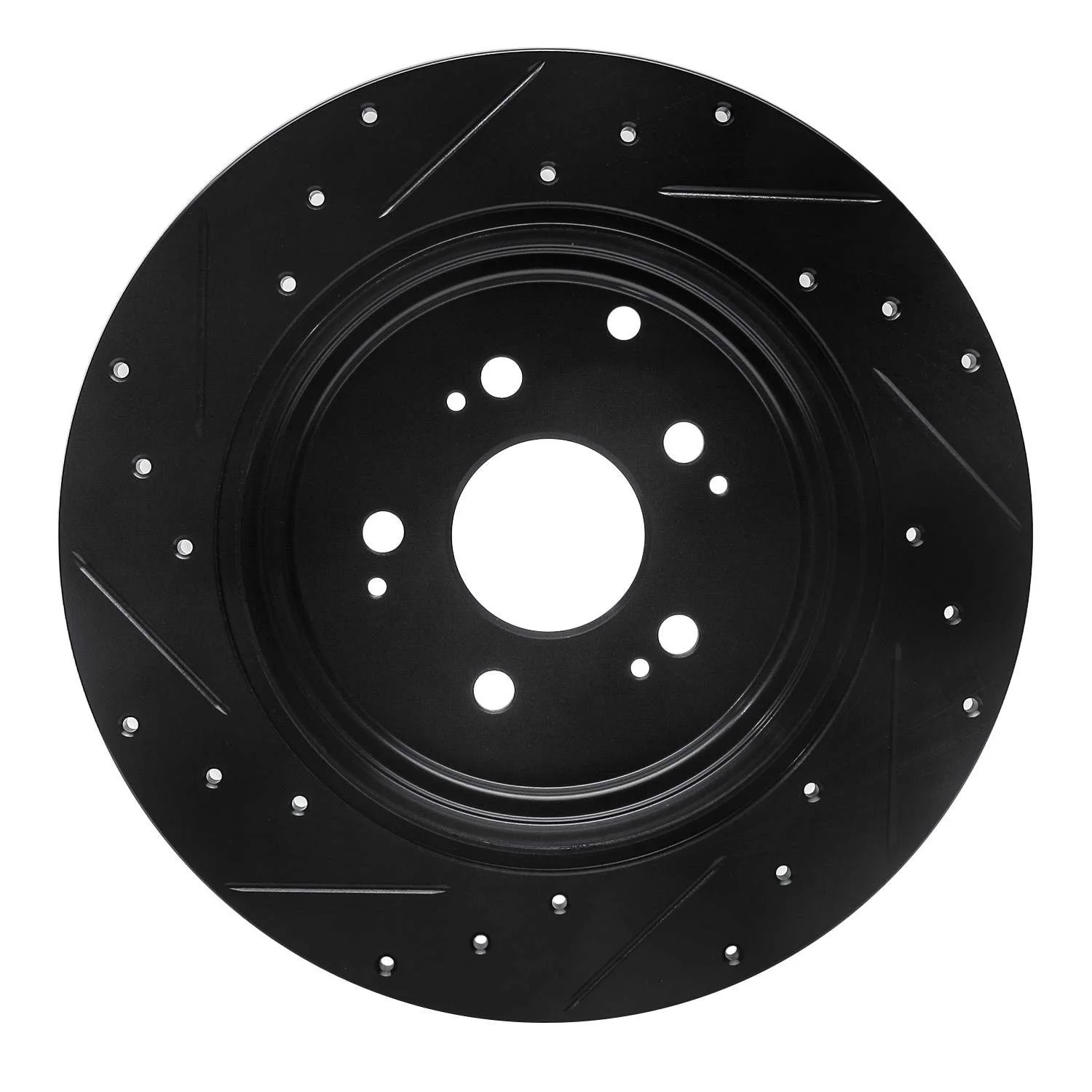 R1 Concepts 06-14 Honda Ridgeline Rear Right Drilled & Slotted Black Brake Rotor - Image 2