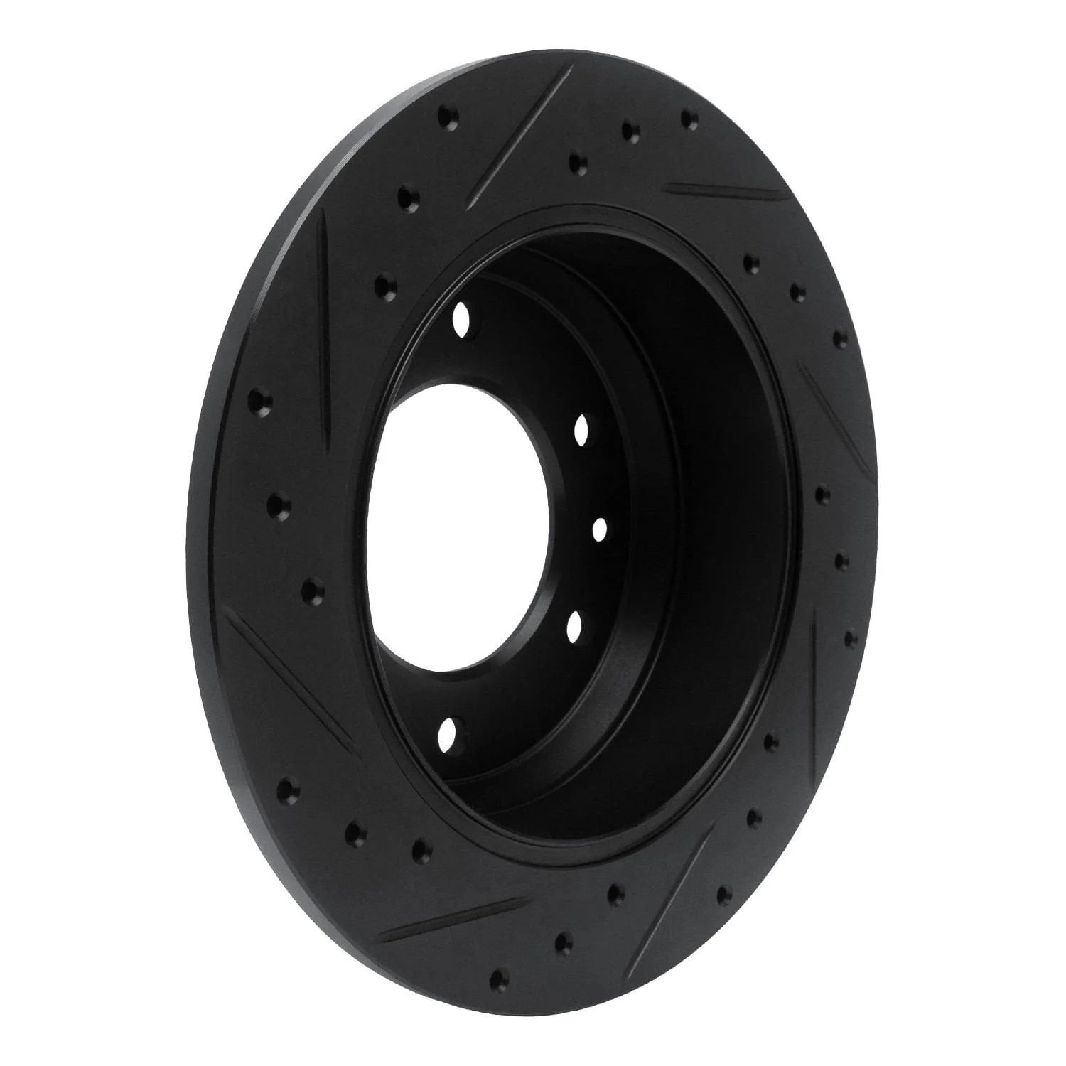 R1 Concepts 06-14 Hyundai Entourage Rear Right Drilled & Slotted Black Brake Rotor - Image 2