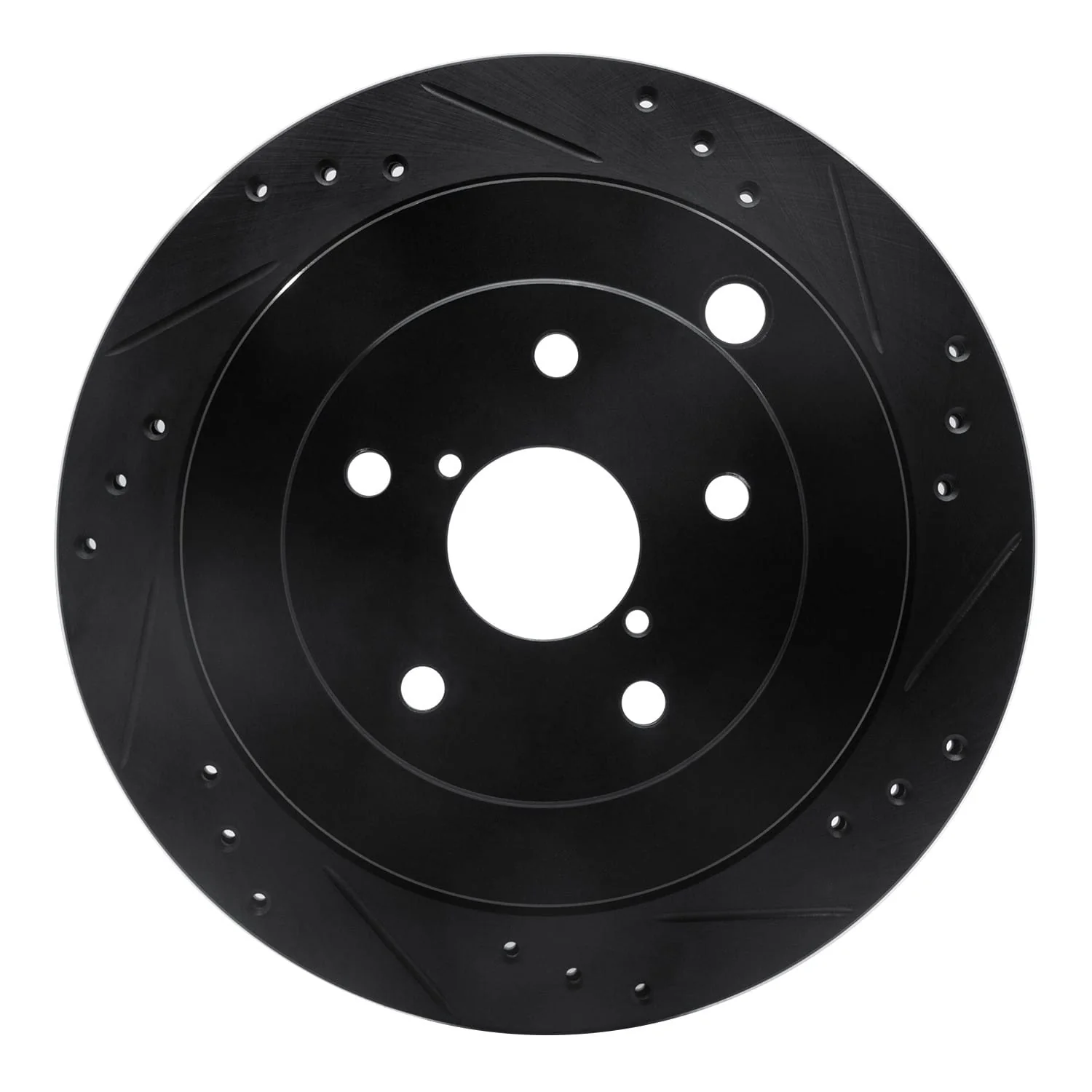R1 Concepts 06-14 Subaru Tribeca Rear Right Drilled & Slotted Black Brake Rotor