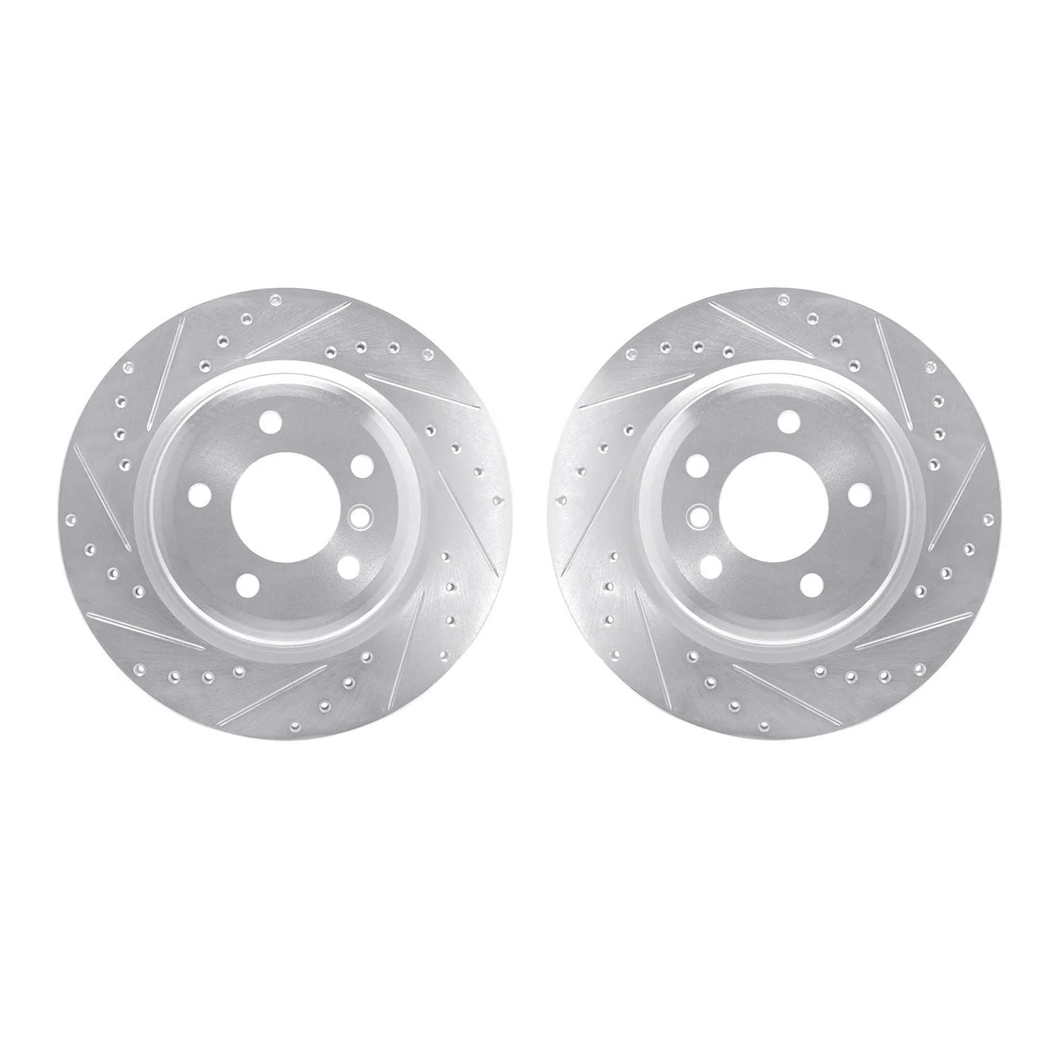 R1 Concepts 06-15 BMW 335is Rear Drilled & Slotted Silver Brake Rotor Set