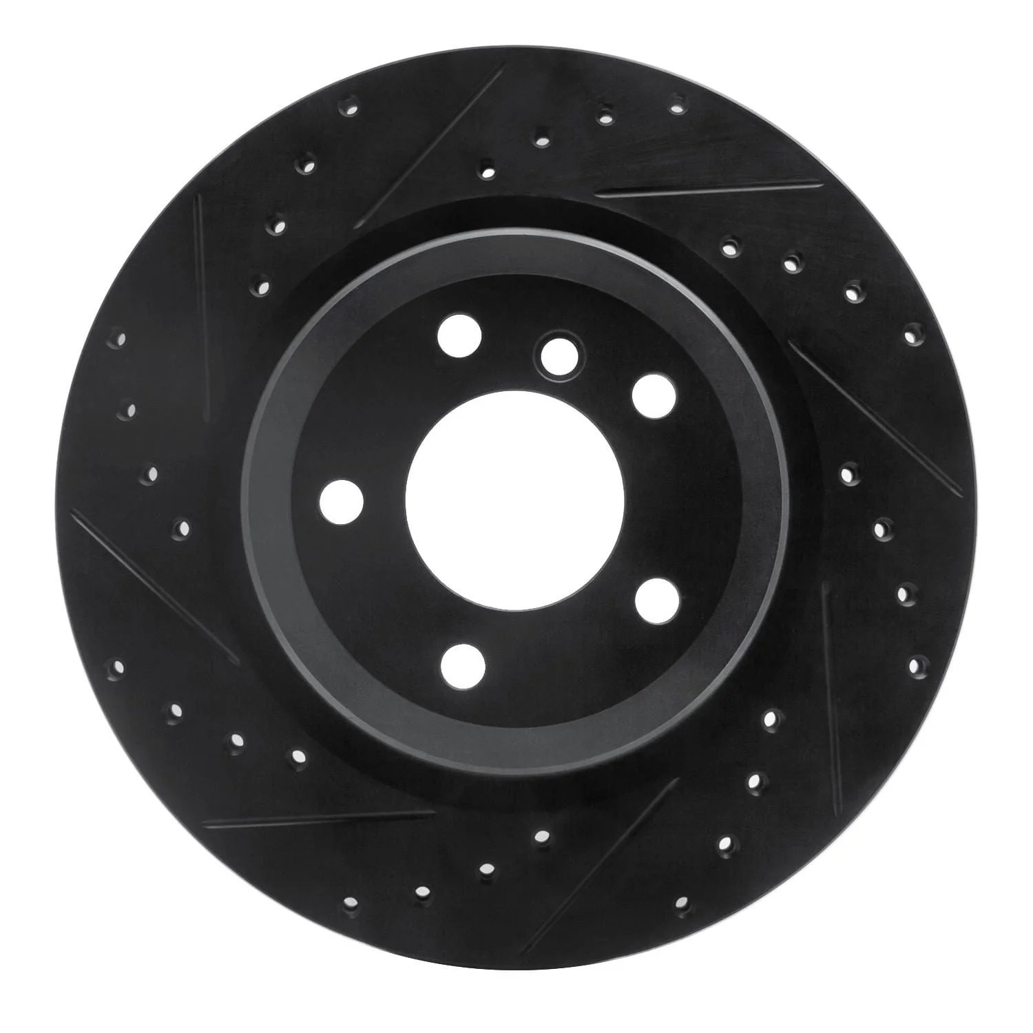 R1 Concepts 06-15 BMW 335XI Rear Left Drilled & Slotted Black Brake Rotor