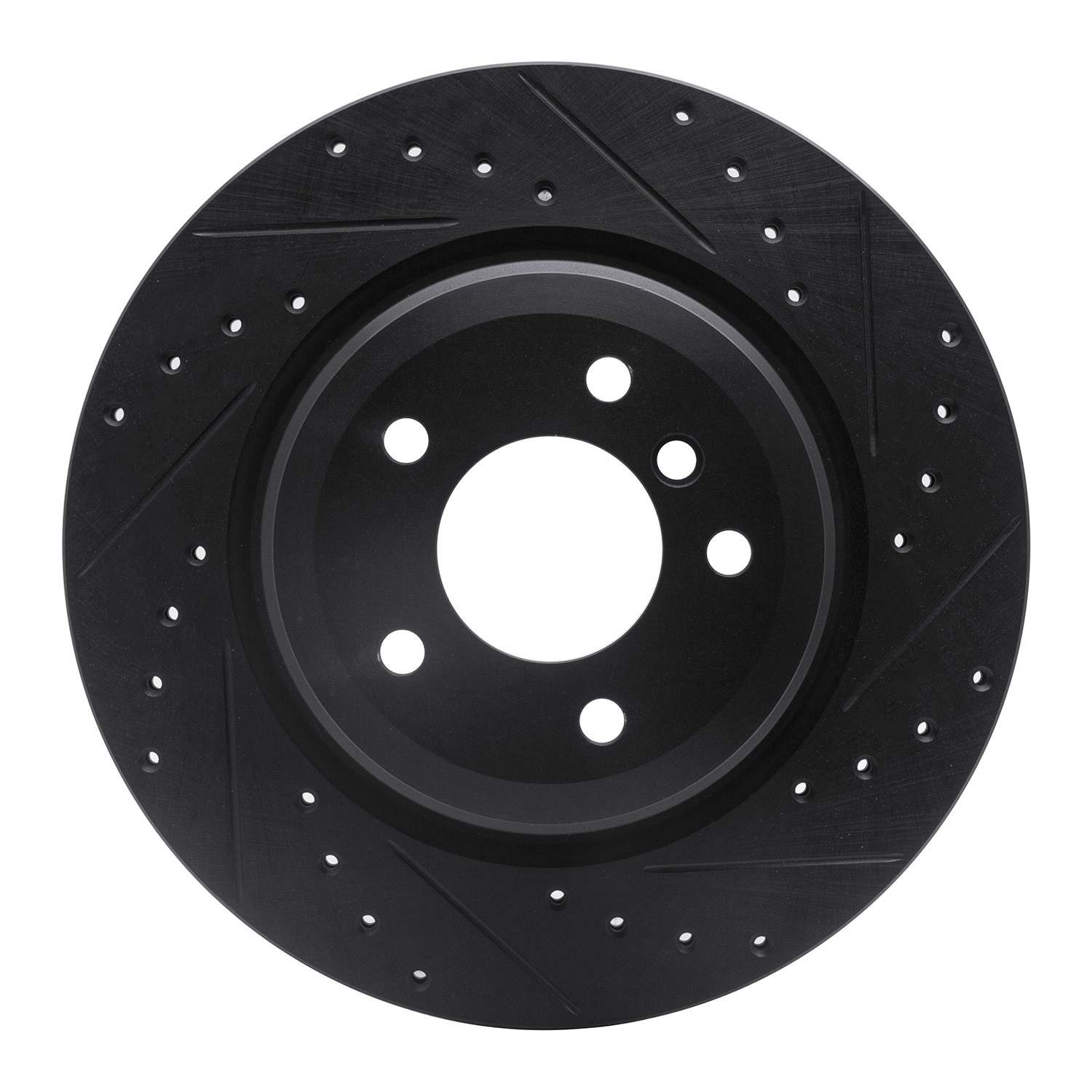 R1 Concepts 06-15 BMW 335XI Rear Right Drilled & Slotted Black Brake Rotor