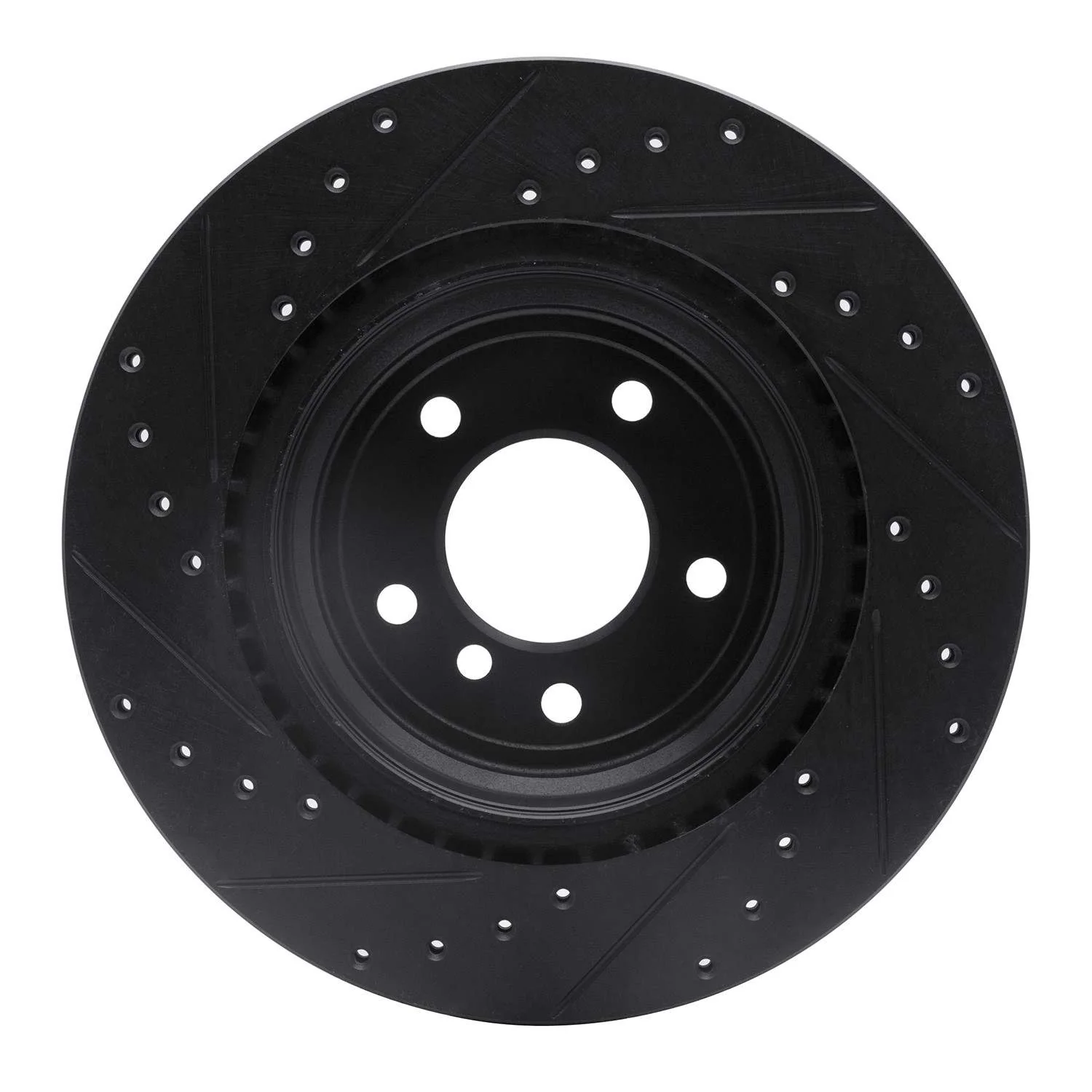 R1 Concepts 06-15 BMW 335XI Rear Right Drilled & Slotted Black Brake Rotor - Image 2