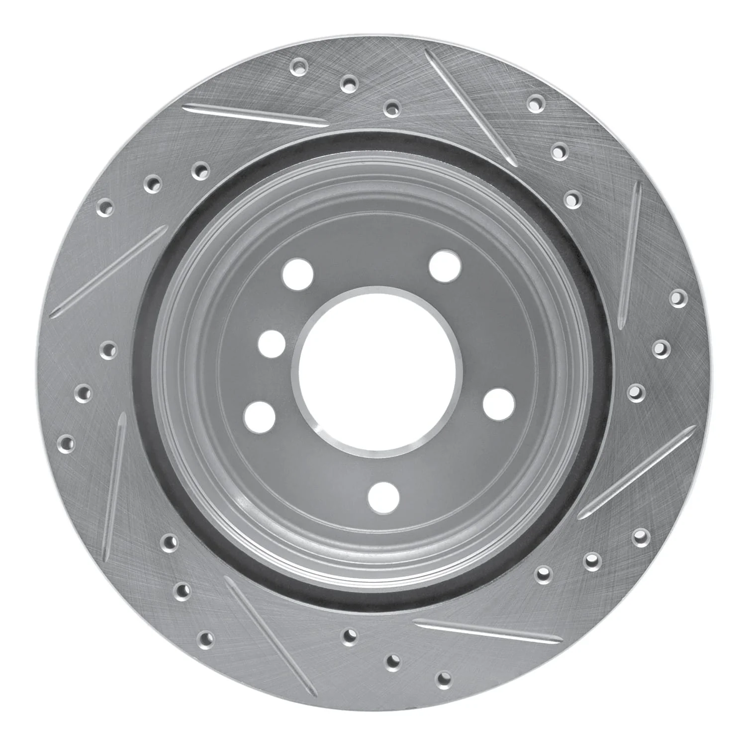 R1 Concepts 06-15 BMW X1 Rear Left Drilled & Slotted Silver Brake Rotor - Image 2