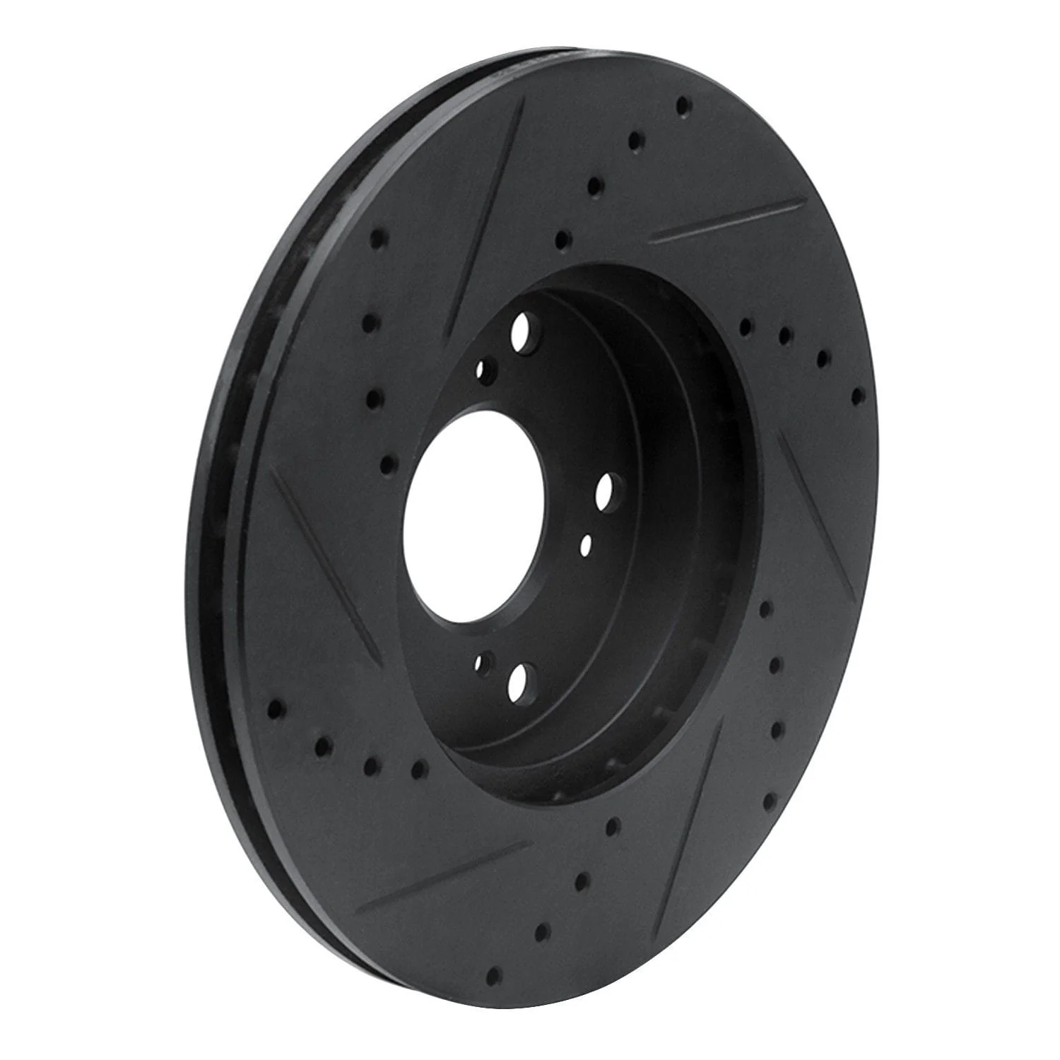 R1 Concepts 06-15 Honda Civic Front Right Drilled & Slotted Black Brake Rotor - Image 2