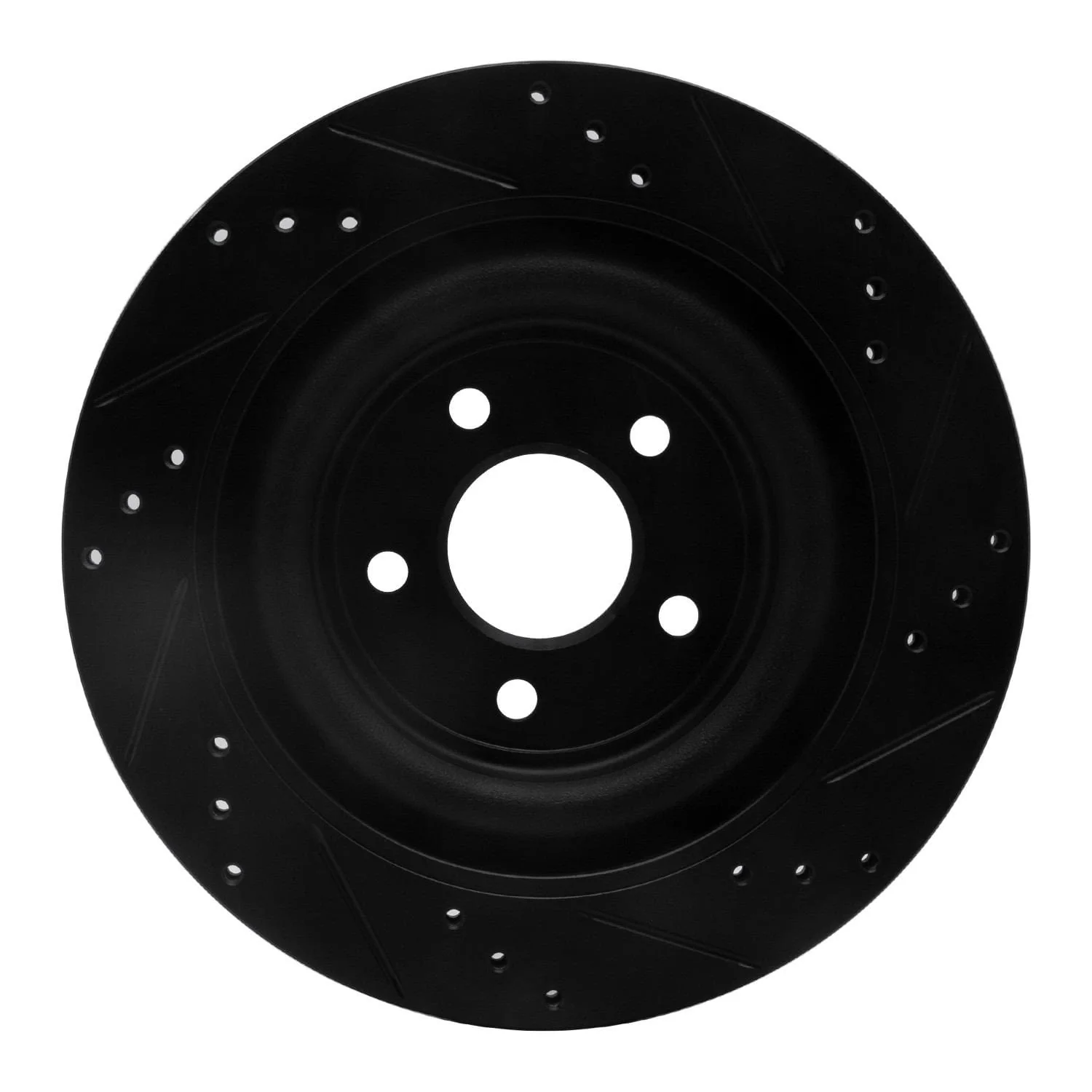 R1 Concepts 06-15 Jaguar Super V8 Rear Left Drilled & Slotted Black Brake Rotor - Image 2