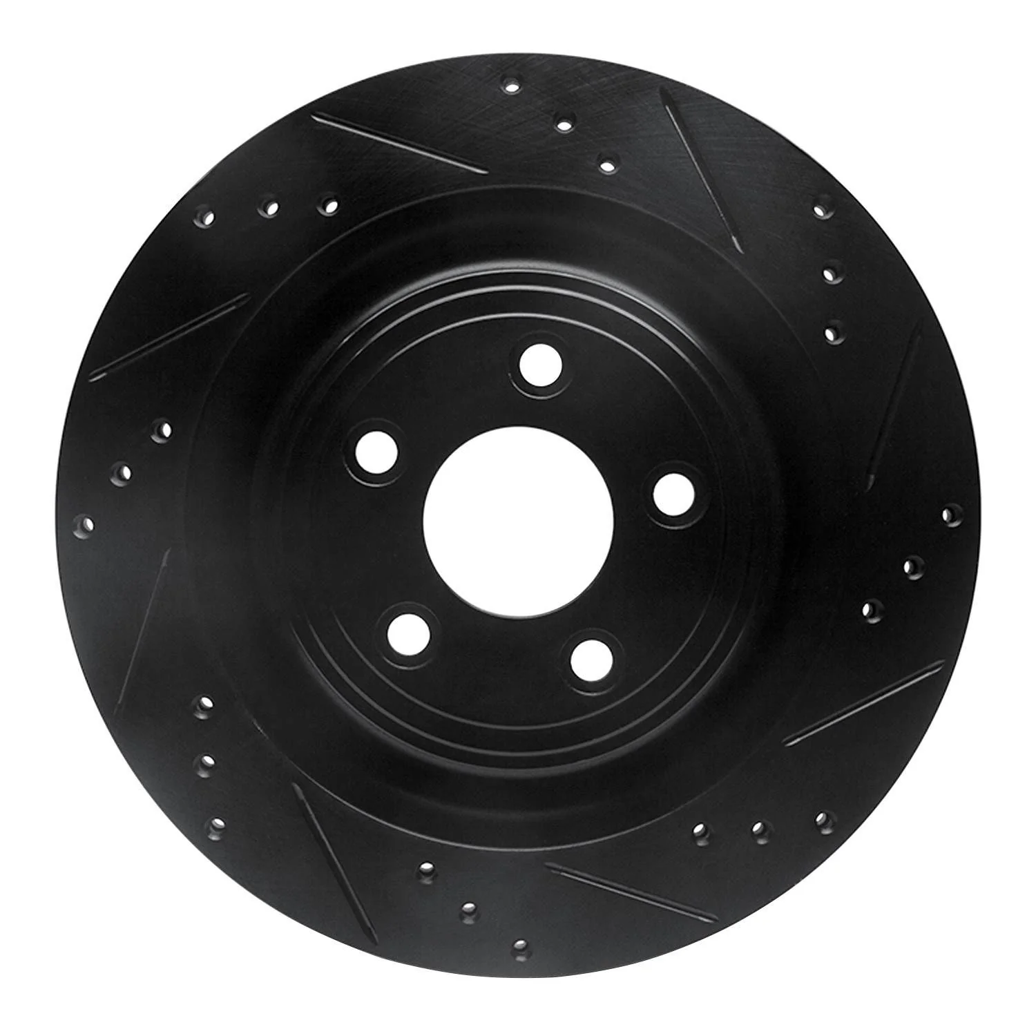 R1 Concepts 06-15 Jaguar Super V8 Rear Right Drilled & Slotted Black Brake Rotor