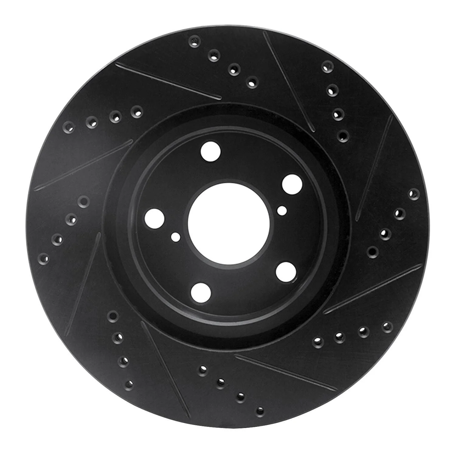 R1 Concepts 06-15 Lexus GS300 Right Front Drilled & Slotted Black Brake Rotor - Image 2