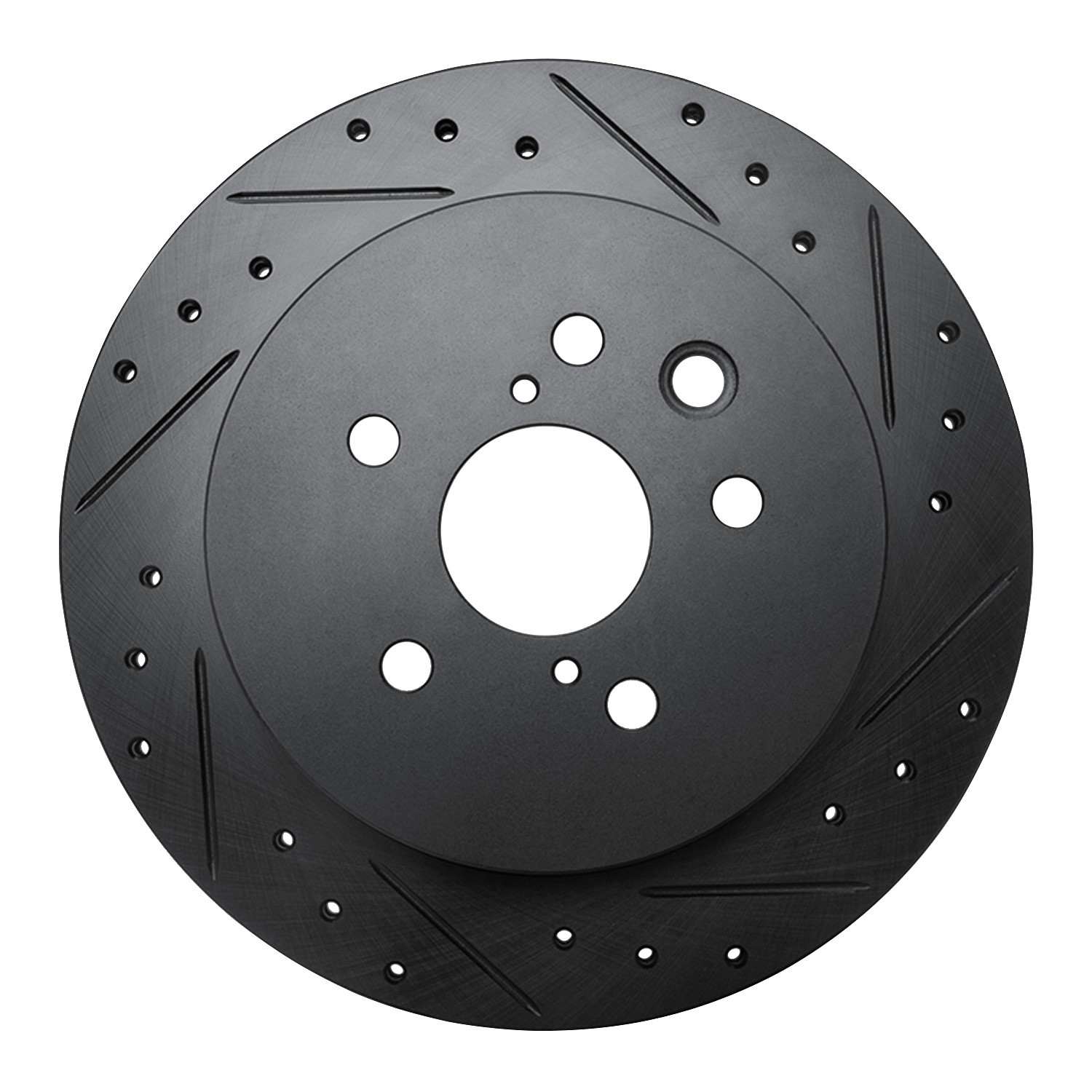 R1 Concepts 06-15 Lexus Gs350 Rear Right Drilled & Slotted Black Brake Rotor