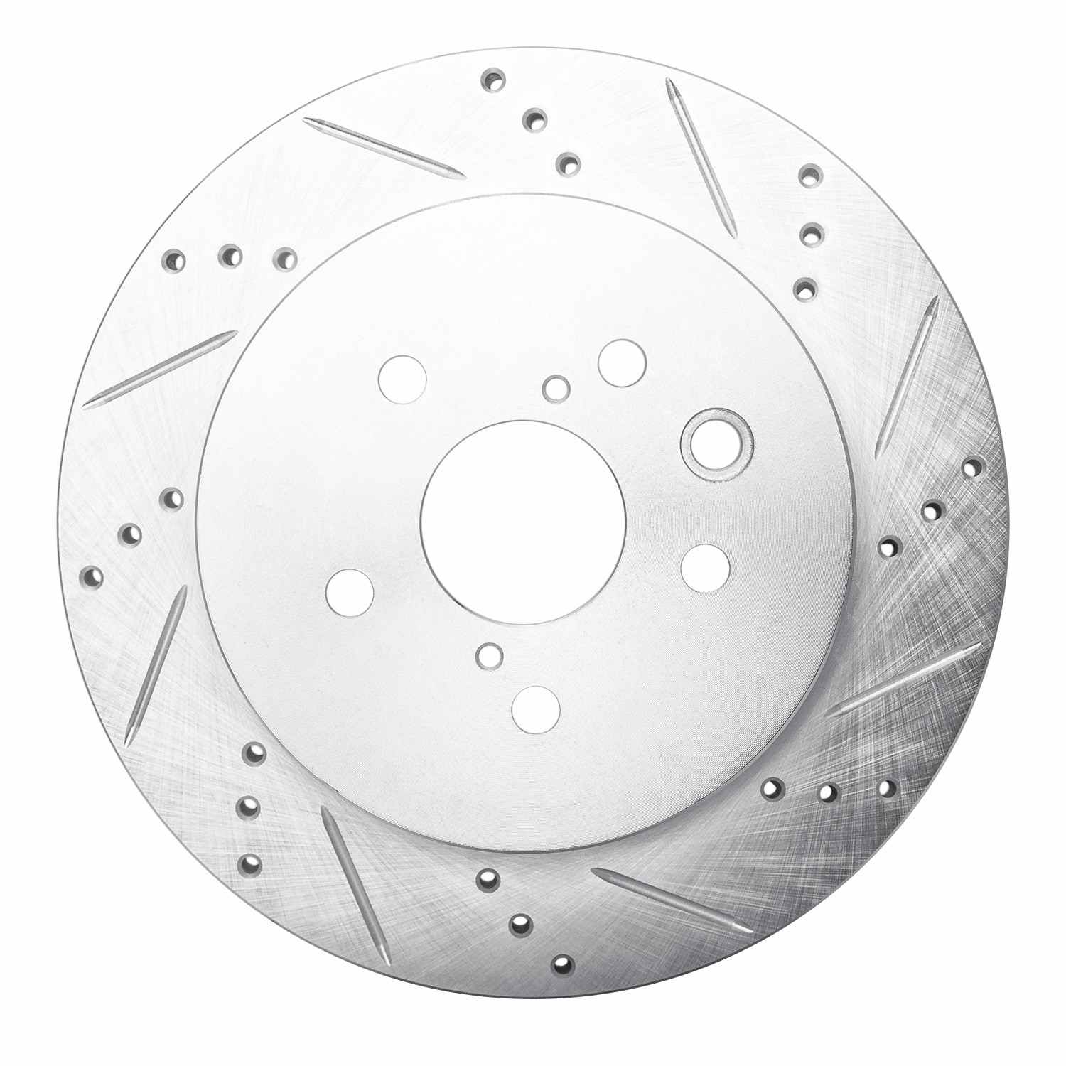 R1 Concepts 06-15 Lexus Gs450H Rear Right Drilled & Slotted Silver Brake Rotor