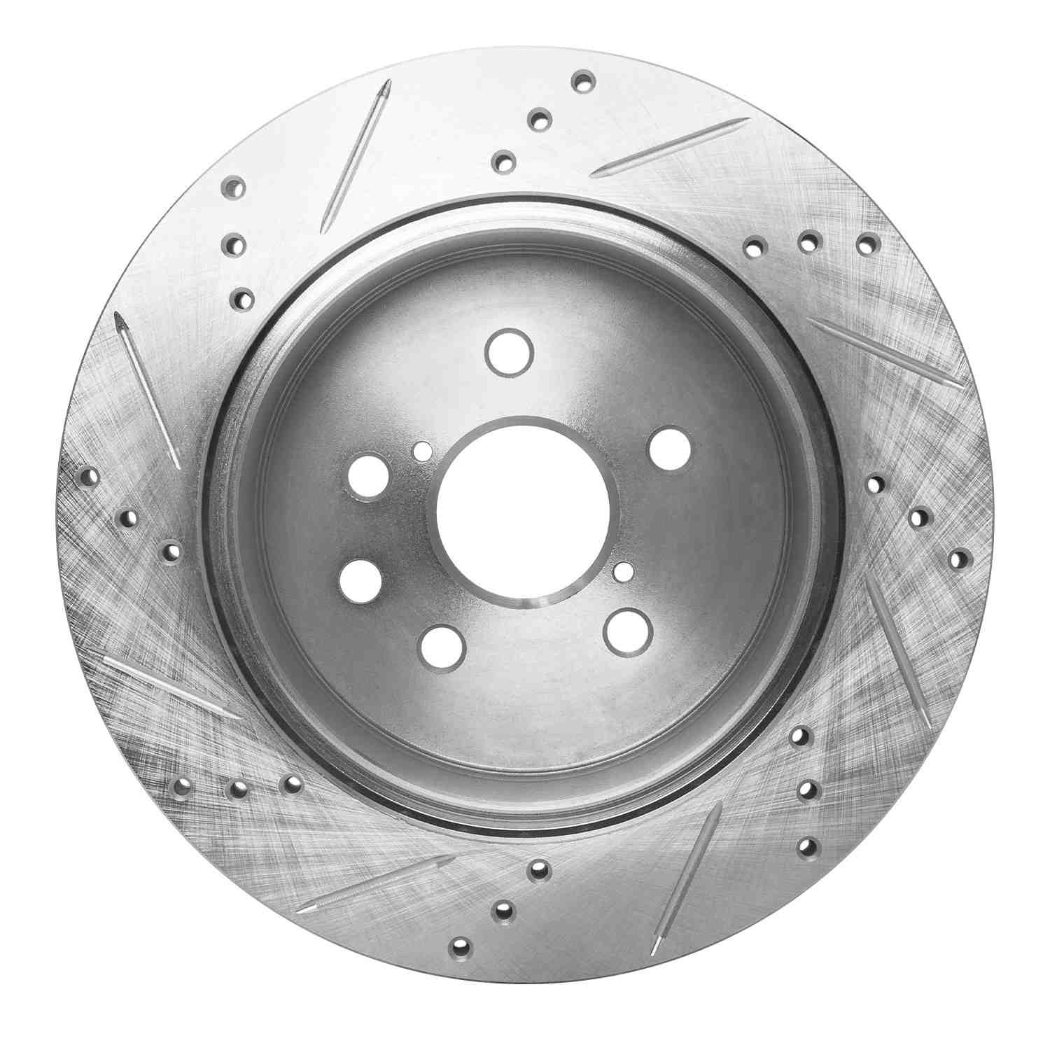 R1 Concepts 06-15 Lexus Gs450H Rear Right Drilled & Slotted Silver Brake Rotor - Image 2
