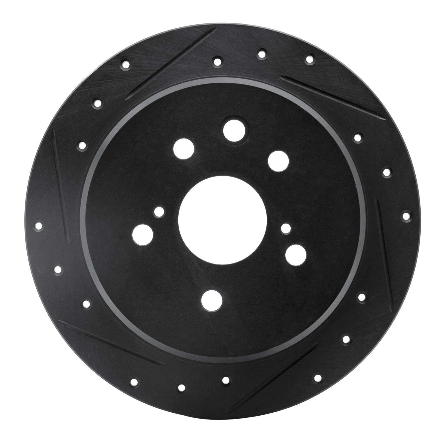 R1 Concepts 06-15 Lexus IS250 Rear Left Drilled & Slotted Black Brake Rotor