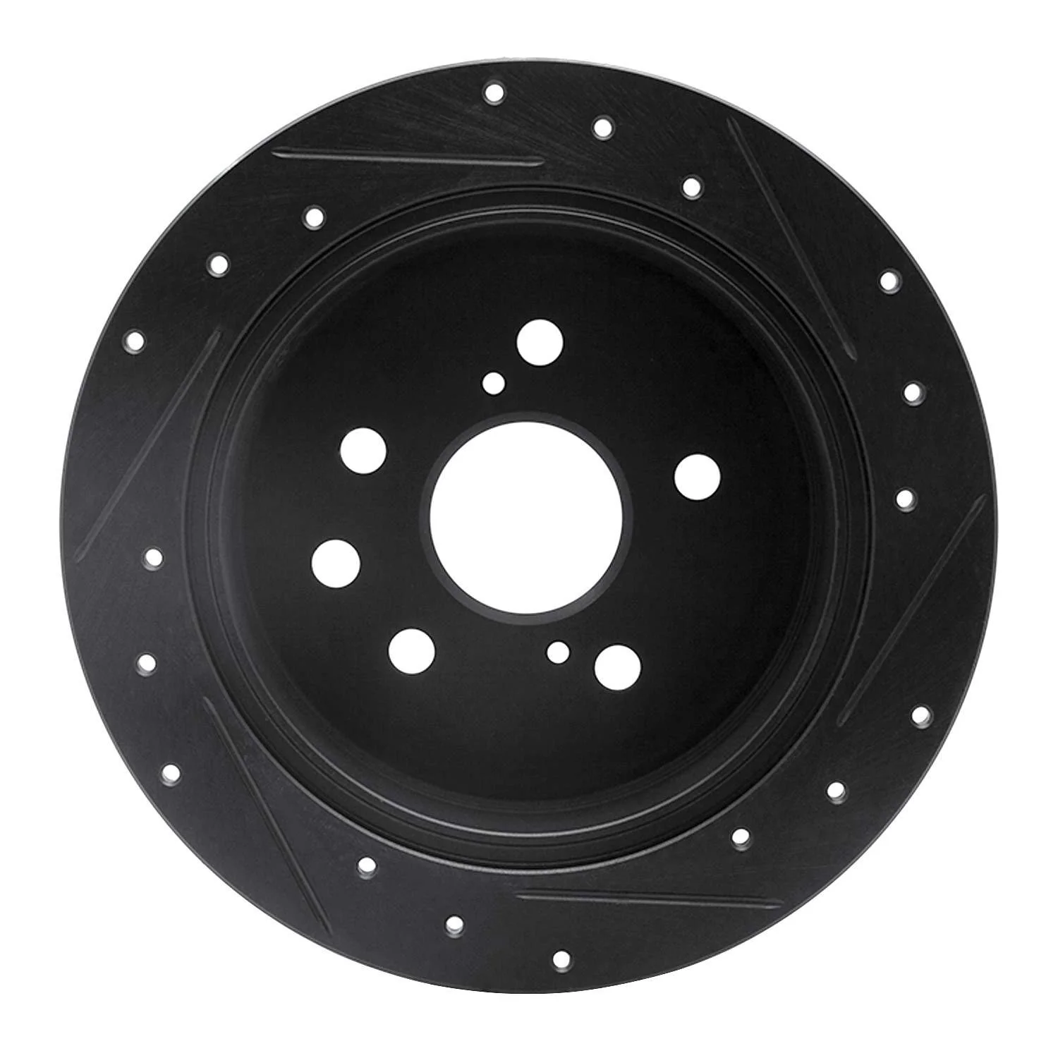 R1 Concepts 06-15 Lexus IS250 Rear Left Drilled & Slotted Black Brake Rotor - Image 2