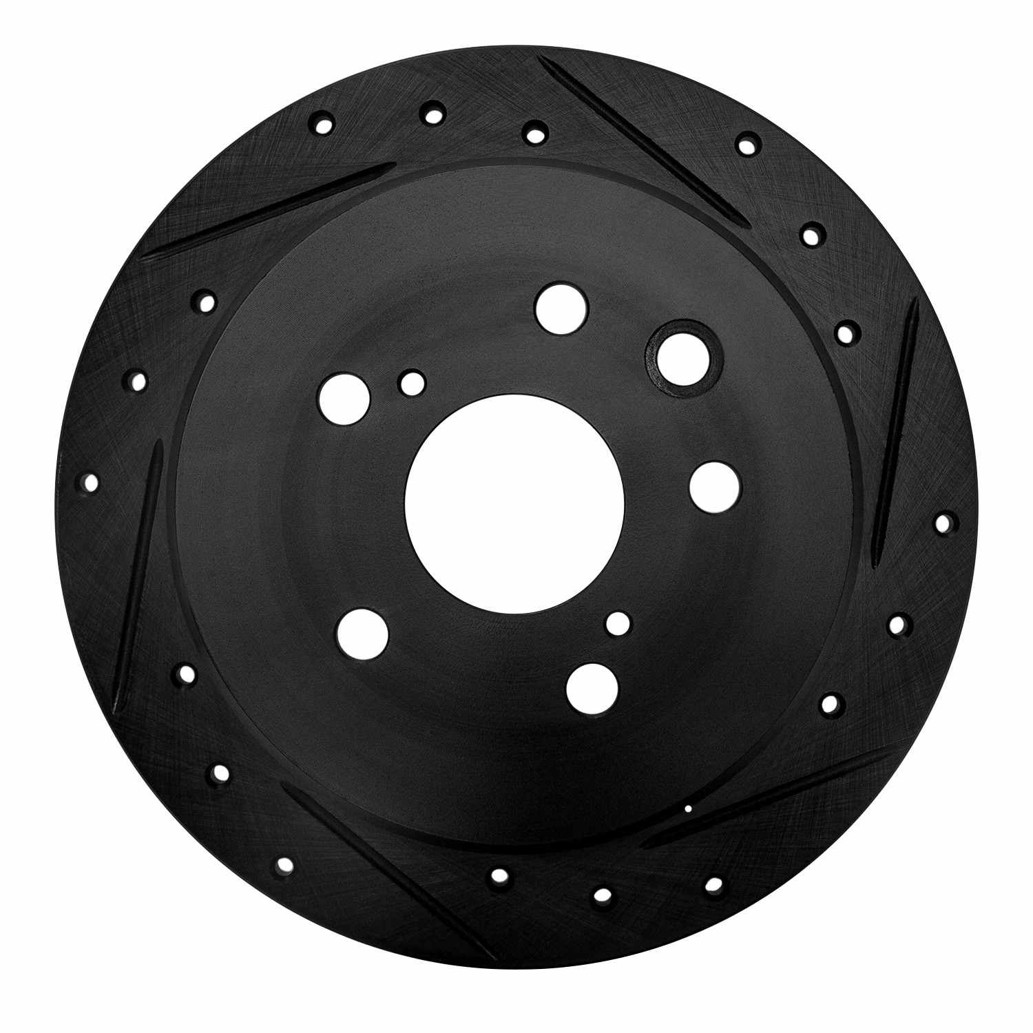 R1 Concepts 06-15 Lexus IS250 Rear Right Drilled & Slotted Black Brake Rotor