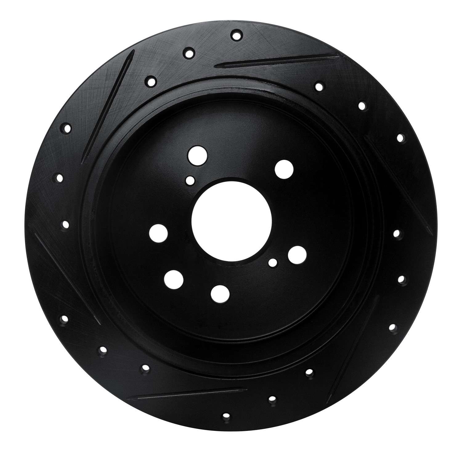 R1 Concepts 06-15 Lexus IS250 Rear Right Drilled & Slotted Black Brake Rotor - Image 2