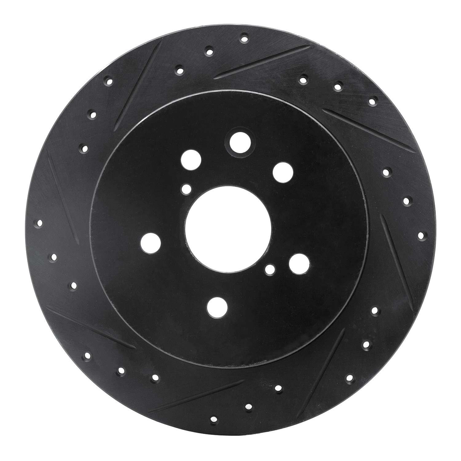 R1 Concepts 06-15 Lexus Is350 Rear Left Drilled & Slotted Black Brake Rotor