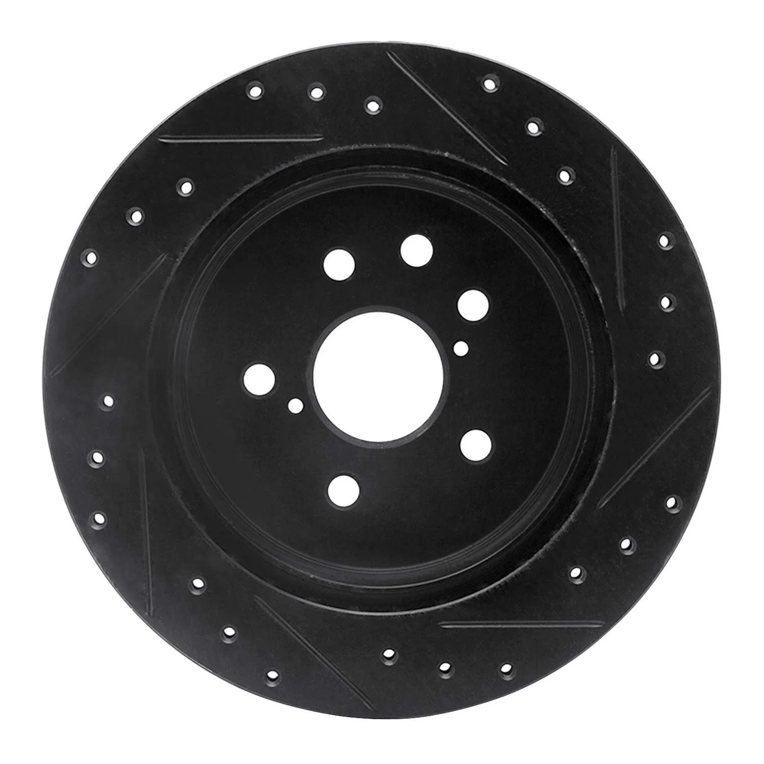 R1 Concepts 06-15 Lexus Is350 Rear Left Drilled & Slotted Black Brake Rotor - Image 2