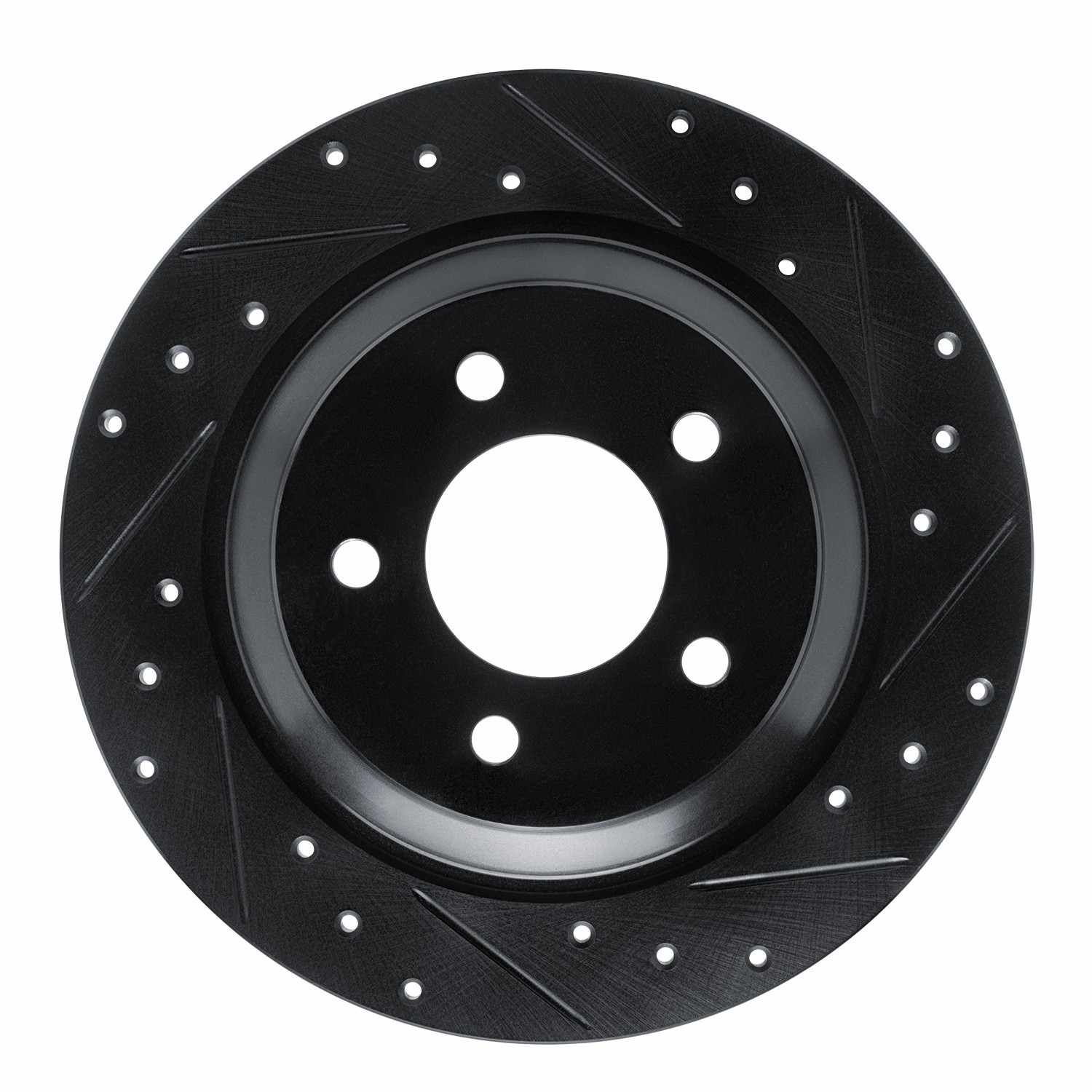 R1 Concepts 06-15 Mazda 5 Rear Right Drilled & Slotted Black Brake Rotor
