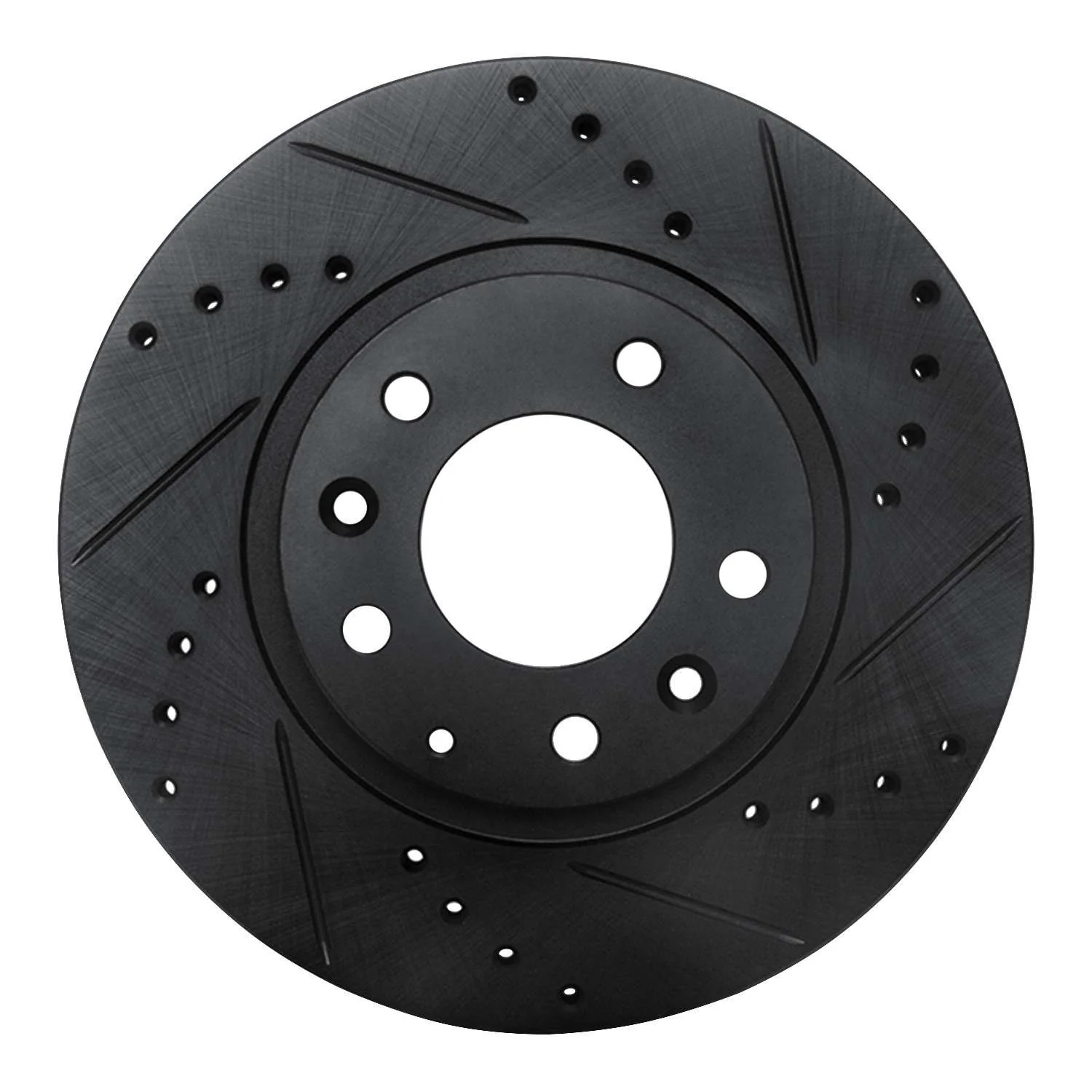 R1 Concepts 06-15 Mazda MX-5 Miata Front Right Drilled & Slotted Black Brake Rotor