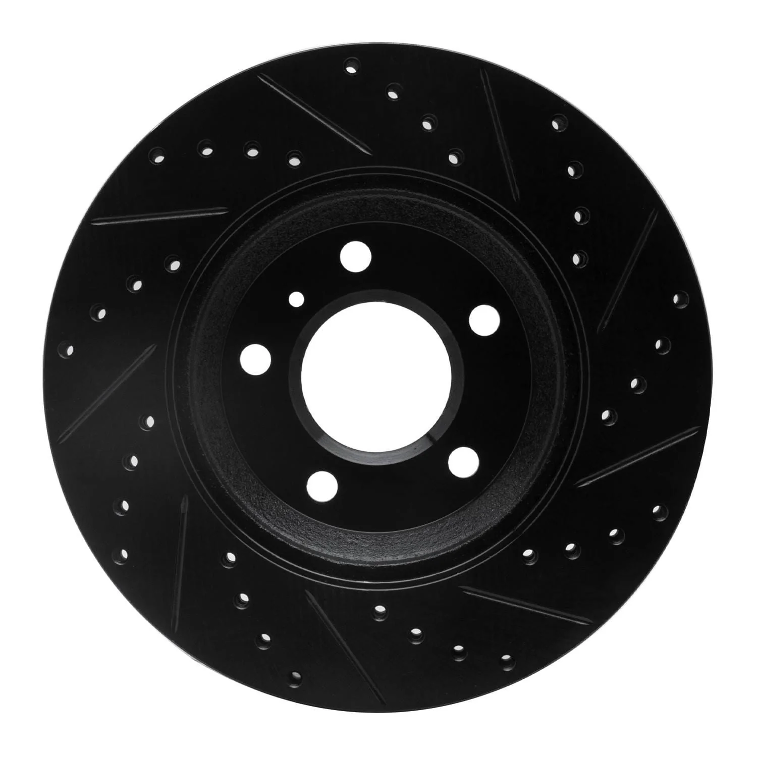 R1 Concepts 06-16 Buick Lucerne Front Left Drilled & Slotted Black Brake Rotor - Image 2