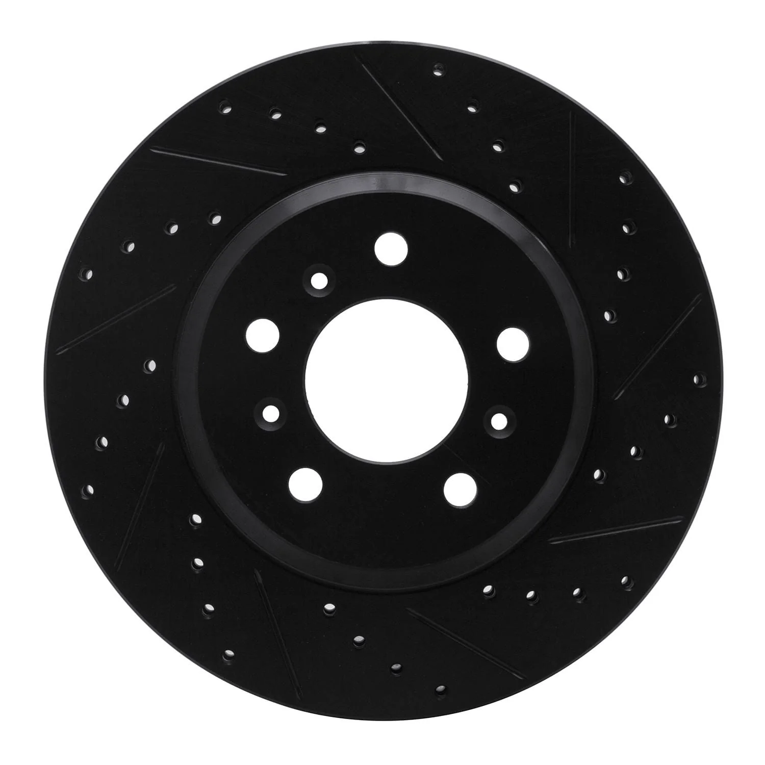 R1 Concepts 06-16 Buick Lucerne Front Right Drilled & Slotted Black Brake Rotor