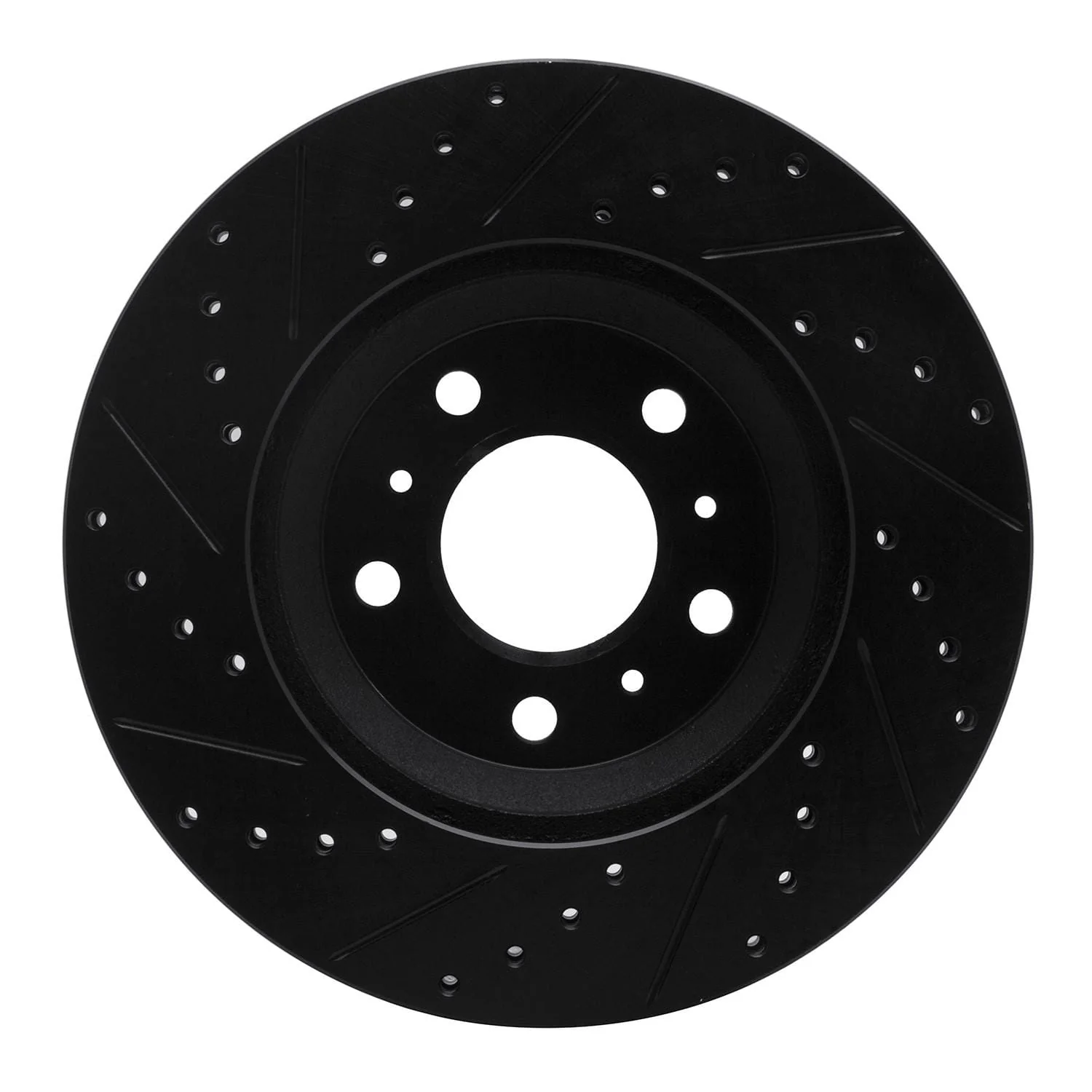 R1 Concepts 06-16 Buick Lucerne Front Right Drilled & Slotted Black Brake Rotor - Image 2