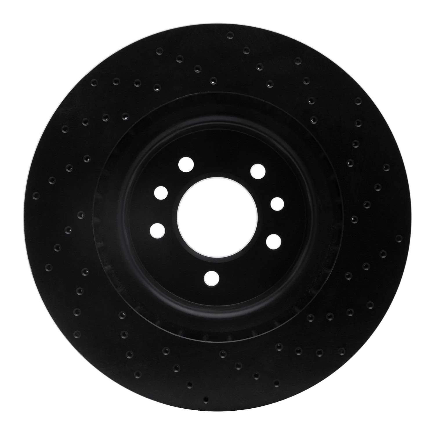 R1 Concepts 06-17 Land Rover Discovery Front Left Drilled Black Brake Rotor - Image 2