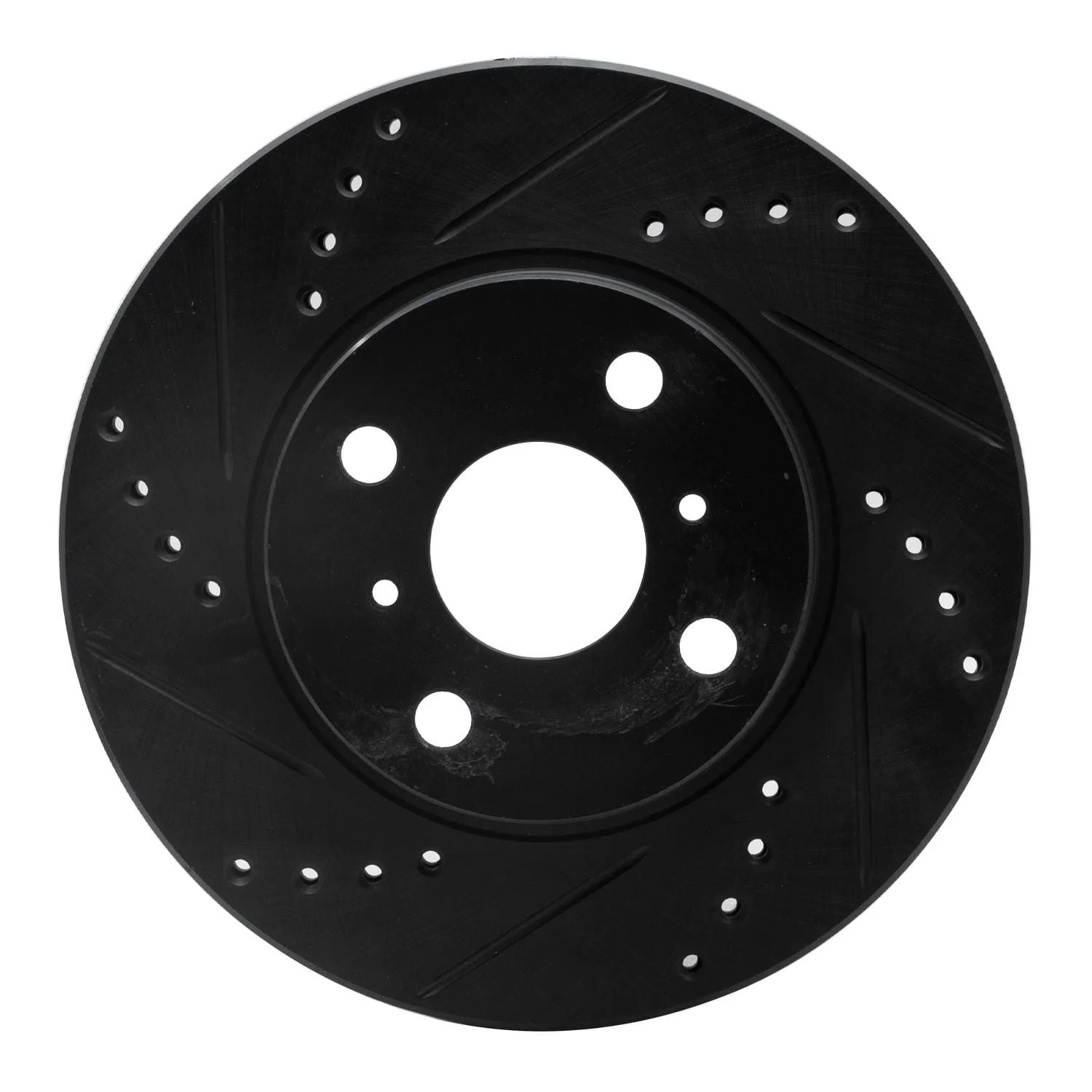 R1 Concepts 06-19 Scion IQ Front Left Drilled & Slotted Black Brake Rotor