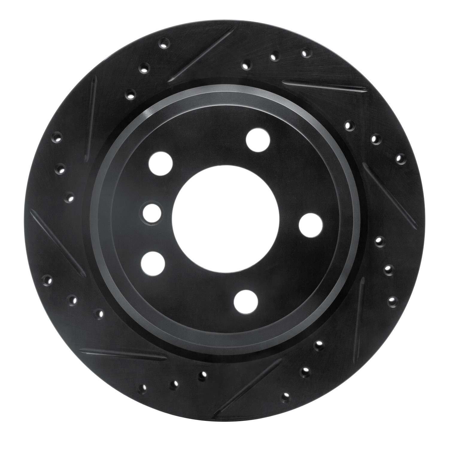 R1 Concepts 06-20 BMW 328I Rear Left Drilled & Slotted Black Brake Rotor