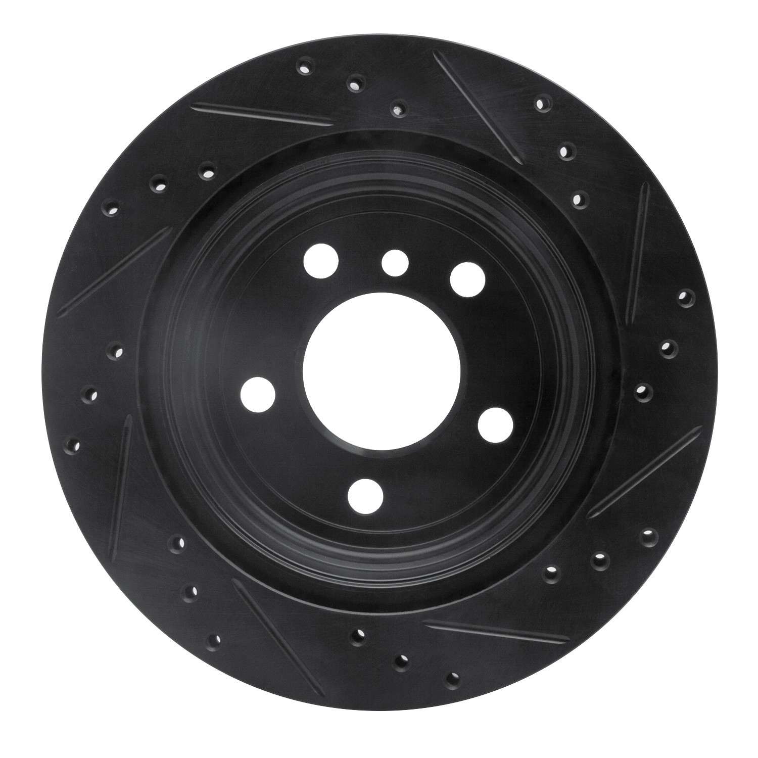 R1 Concepts 06-20 BMW 328I Rear Left Drilled & Slotted Black Brake Rotor - Image 2