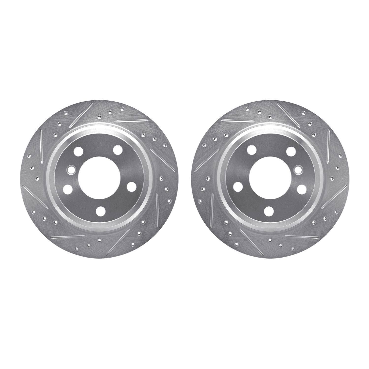 R1 Concepts 06-20 BMW 428i Rear Drilled & Slotted Silver Brake Rotor Set