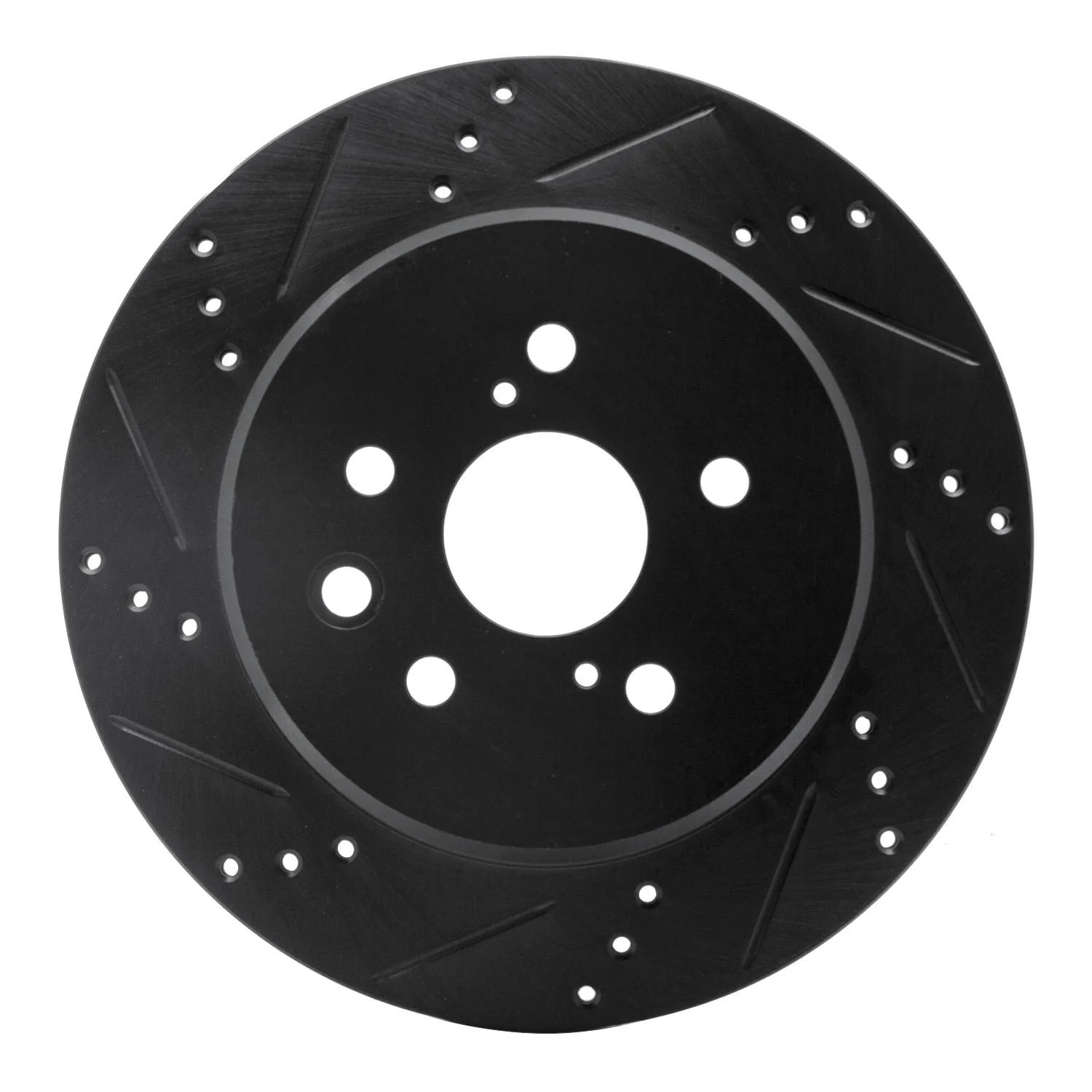 R1 Concepts 06-20 Lexus GS300 Rear Left Drilled & Slotted Black Brake Rotor