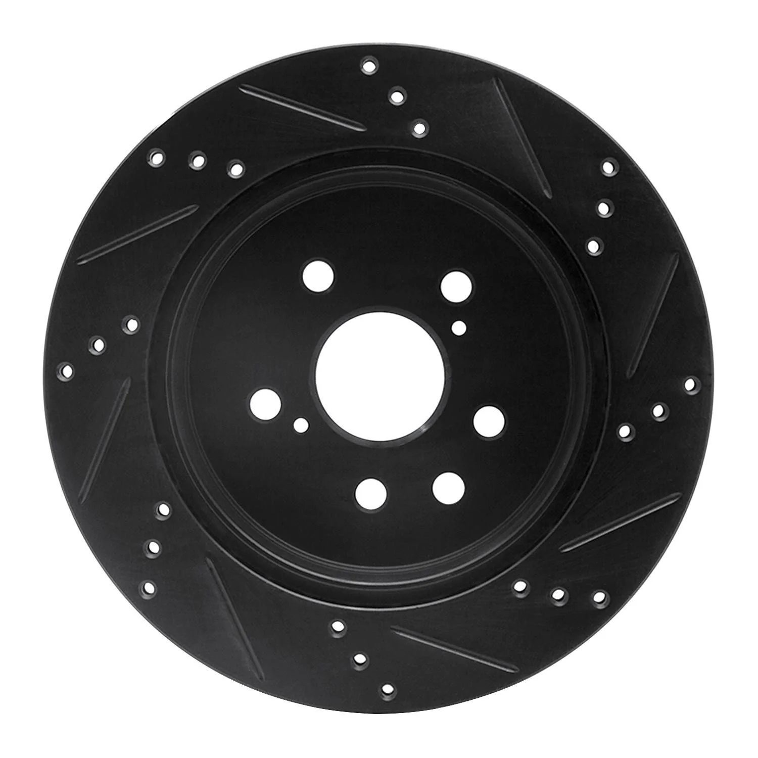 R1 Concepts 06-20 Lexus GS300 Rear Left Drilled & Slotted Black Brake Rotor - Image 2