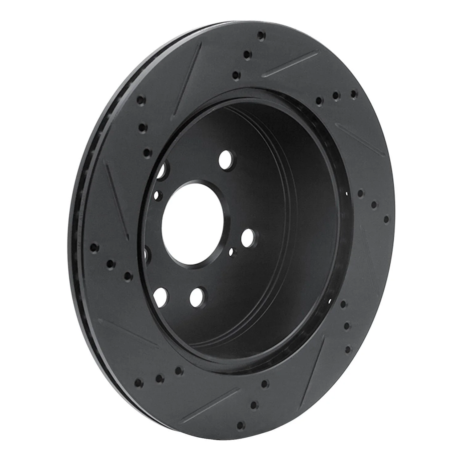 R1 Concepts 06-20 Lexus IS250 Rear Right Drilled & Slotted Black Brake Rotor - Image 2