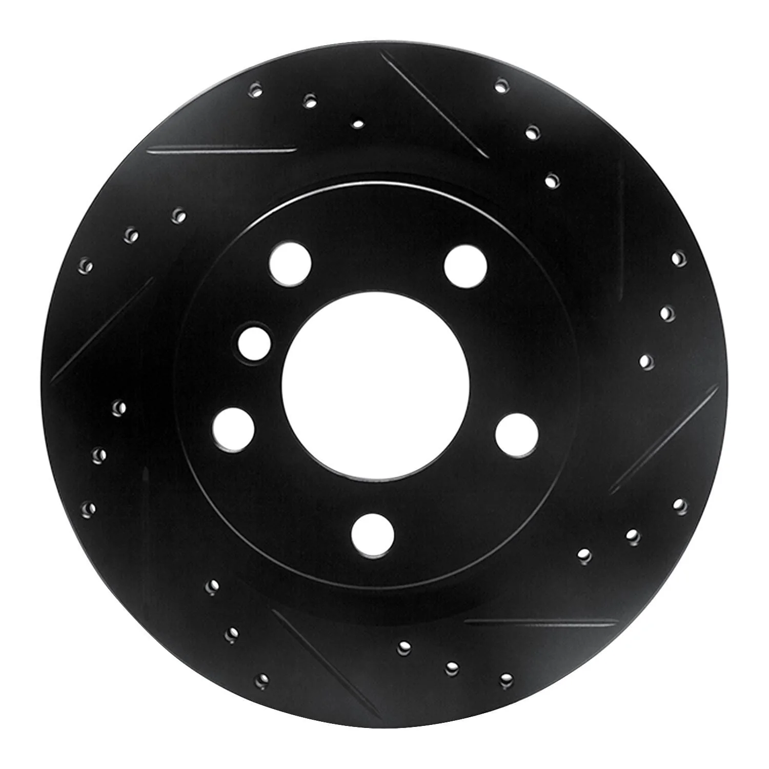 R1 Concepts 06-21 BMW 320I (USA/Canada) Rear Right Drilled & Slotted Black Brake Rotor