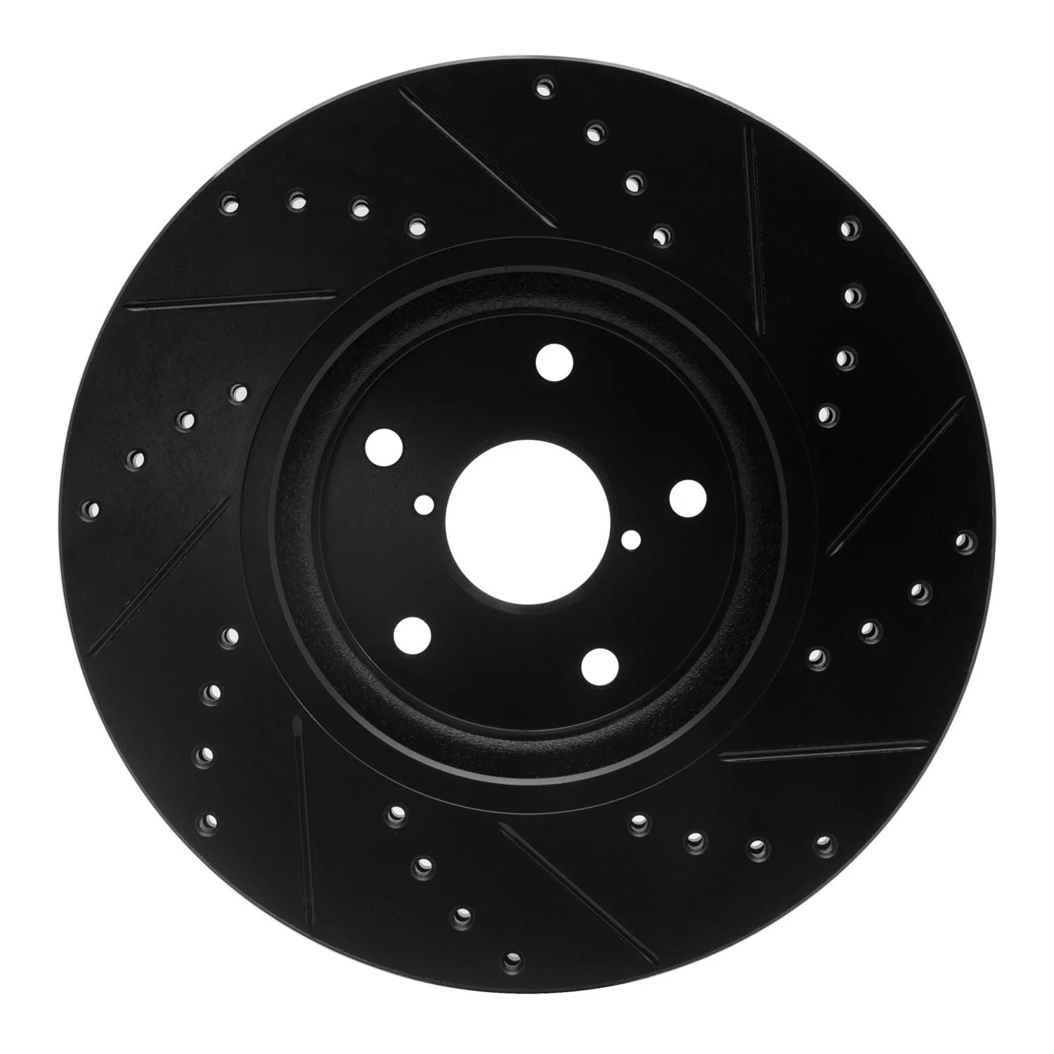 R1 Concepts 06-21 Subaru Tribeca Front Left Drilled & Slotted Black Brake Rotor - Image 2