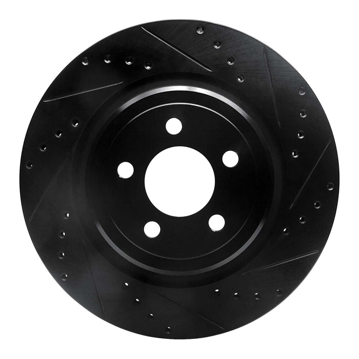 R1 Concepts 06-23 Dodge Charger Rear Right Drilled & Slotted Black Brake Rotor