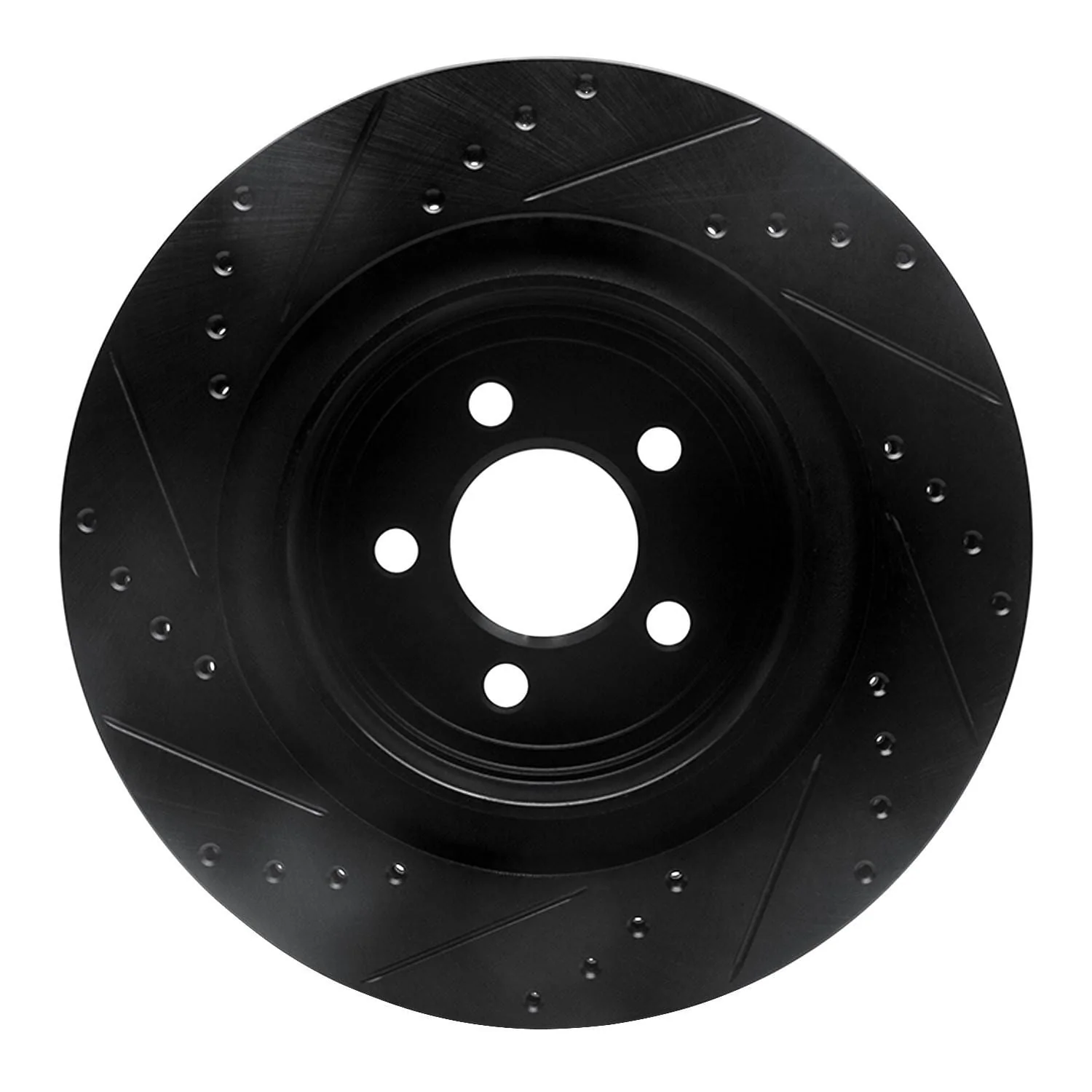 R1 Concepts 06-23 Dodge Charger Rear Right Drilled & Slotted Black Brake Rotor - Image 2