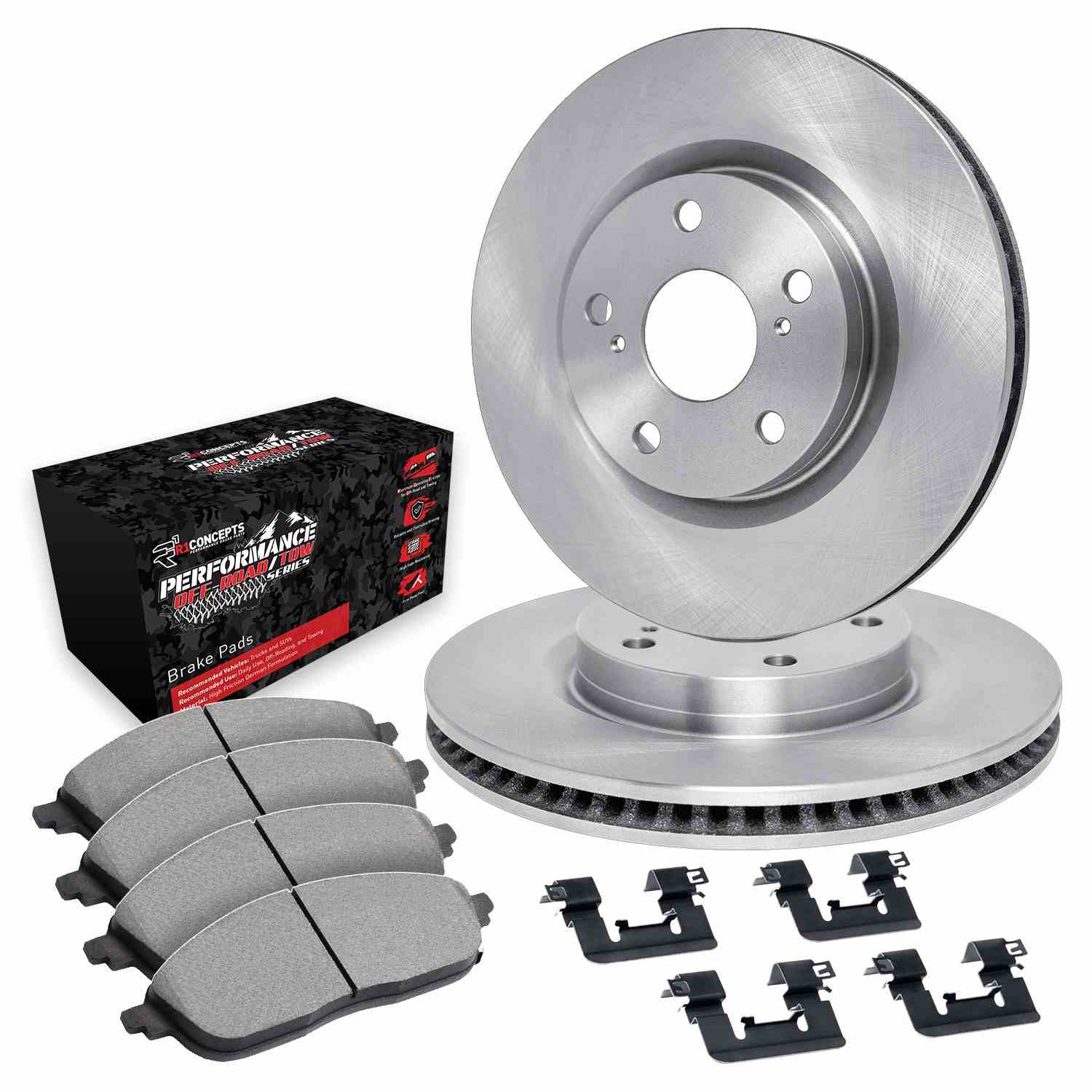 R1 Concepts 06-24 Chrysler Aspen Front Brake Rotor Set w/Off-Road/Tow Brake Pads and Hardware - Image 2