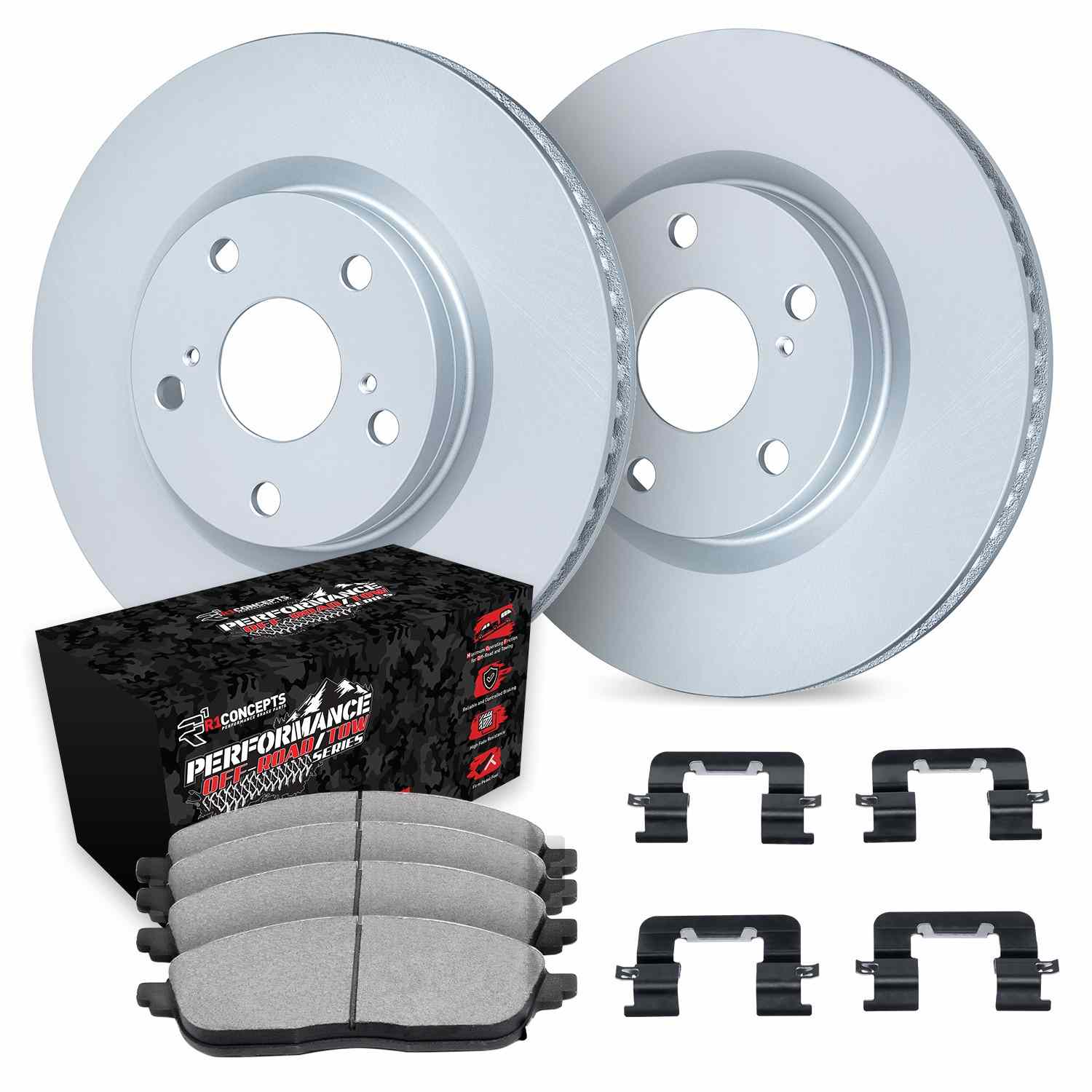 R1 Concepts 06-24 Chrysler Aspen Front Carbon Coated Brake Rotor Set w/Off-Road/Tow Brake Pads and Hardware - Image 2