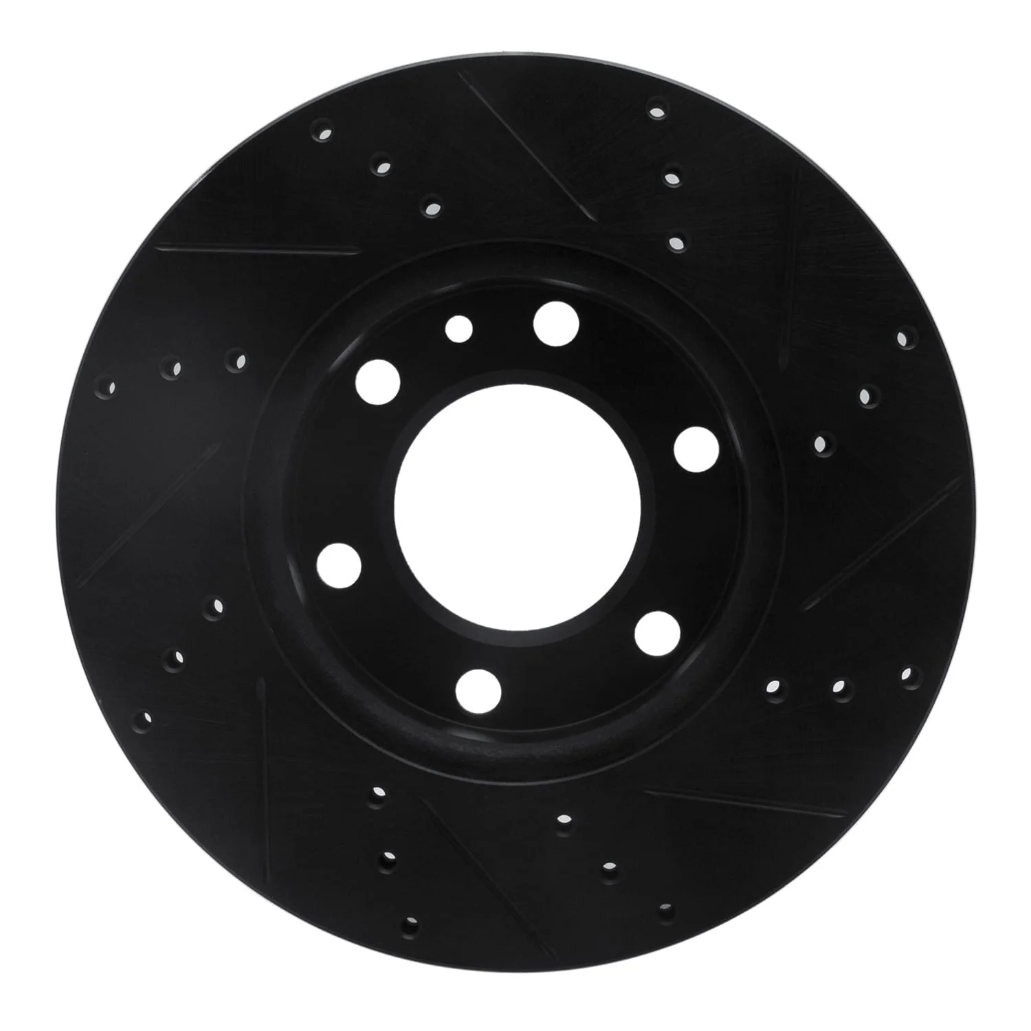 R1 Concepts 06-25 American Coach Patriot Front Left Drilled & Slotted Black Brake Rotor - Image 2