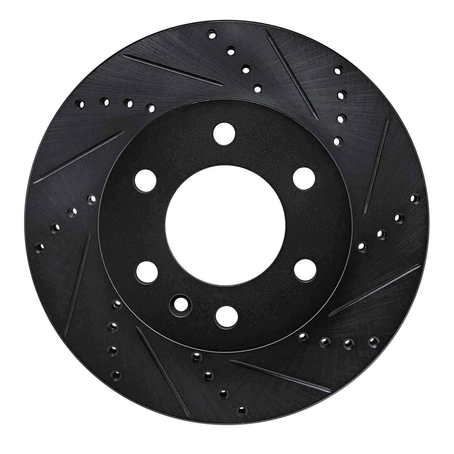 R1 Concepts 06-25 American Coach Patriot Front Right Drilled & Slotted Black Brake Rotor